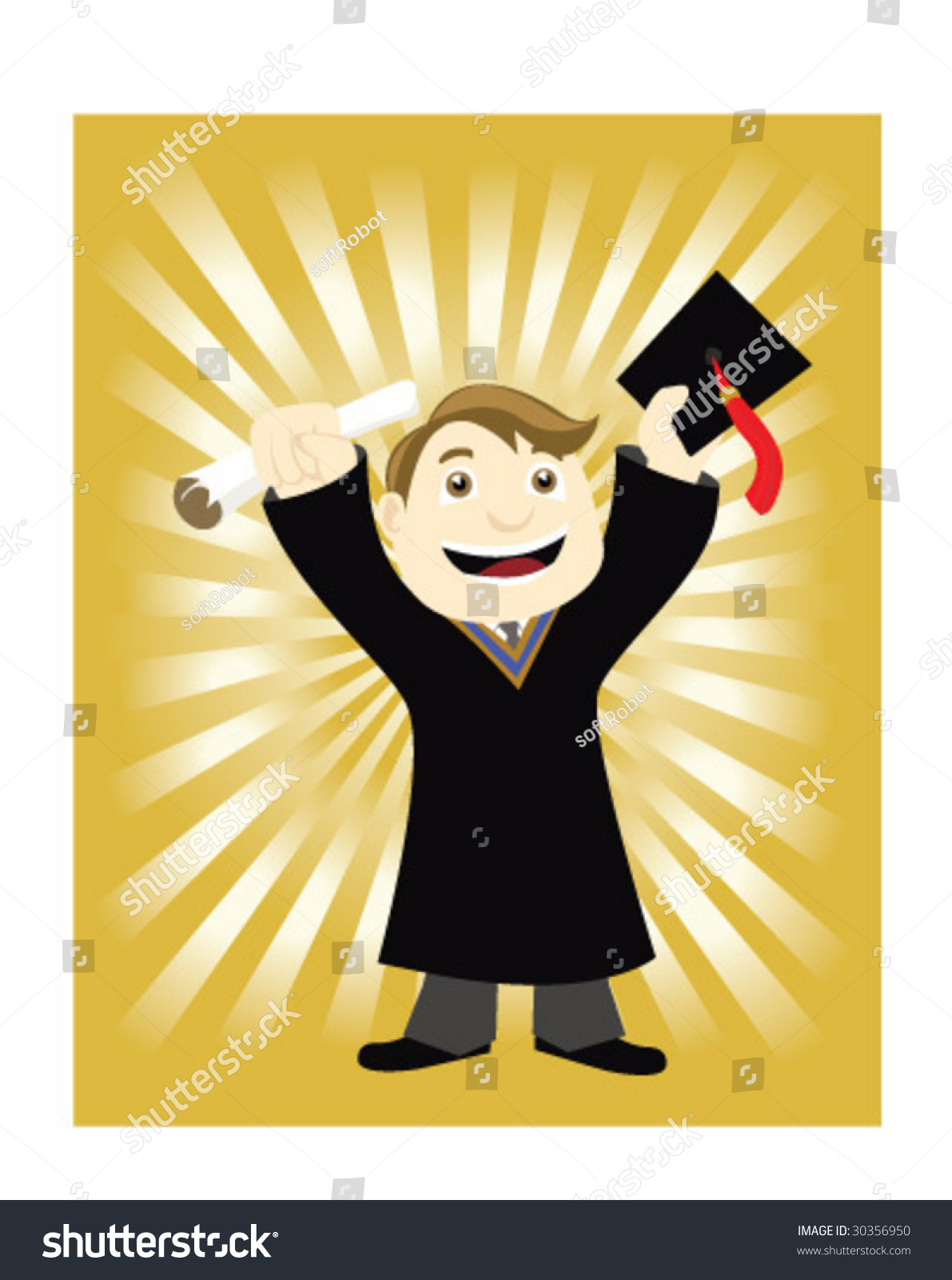 Boy Graduating Vector Illustration: vector de stock (libre de regalías ...
