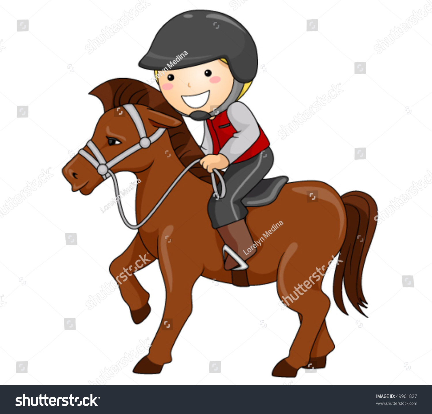 Boy Horseback Riding - Vector - 49901827 : Shutterstock