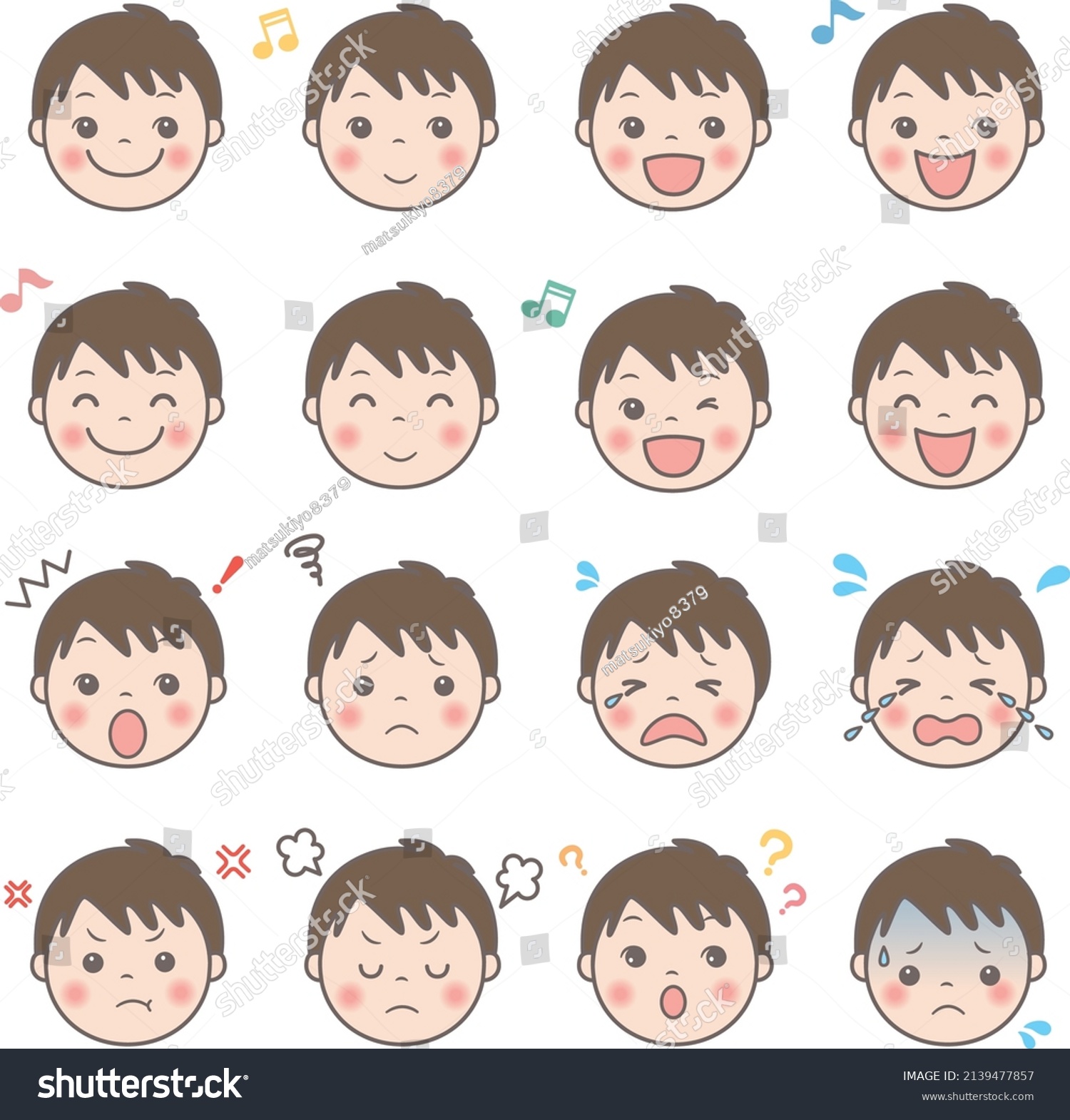 Boy Illustration Facial Expression Variation Stock Vector Royalty Free 2139477857 Shutterstock 5972