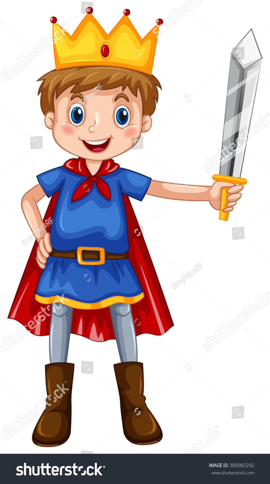 Boy In Prince Costume Holding A Sword Stock Vector Illustration ...