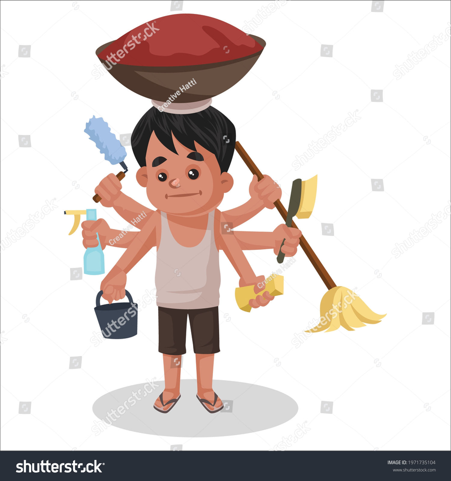 SVG of Boy is doing multitasking with multiple hands. Vector graphic illustration. Individually on a white background. svg