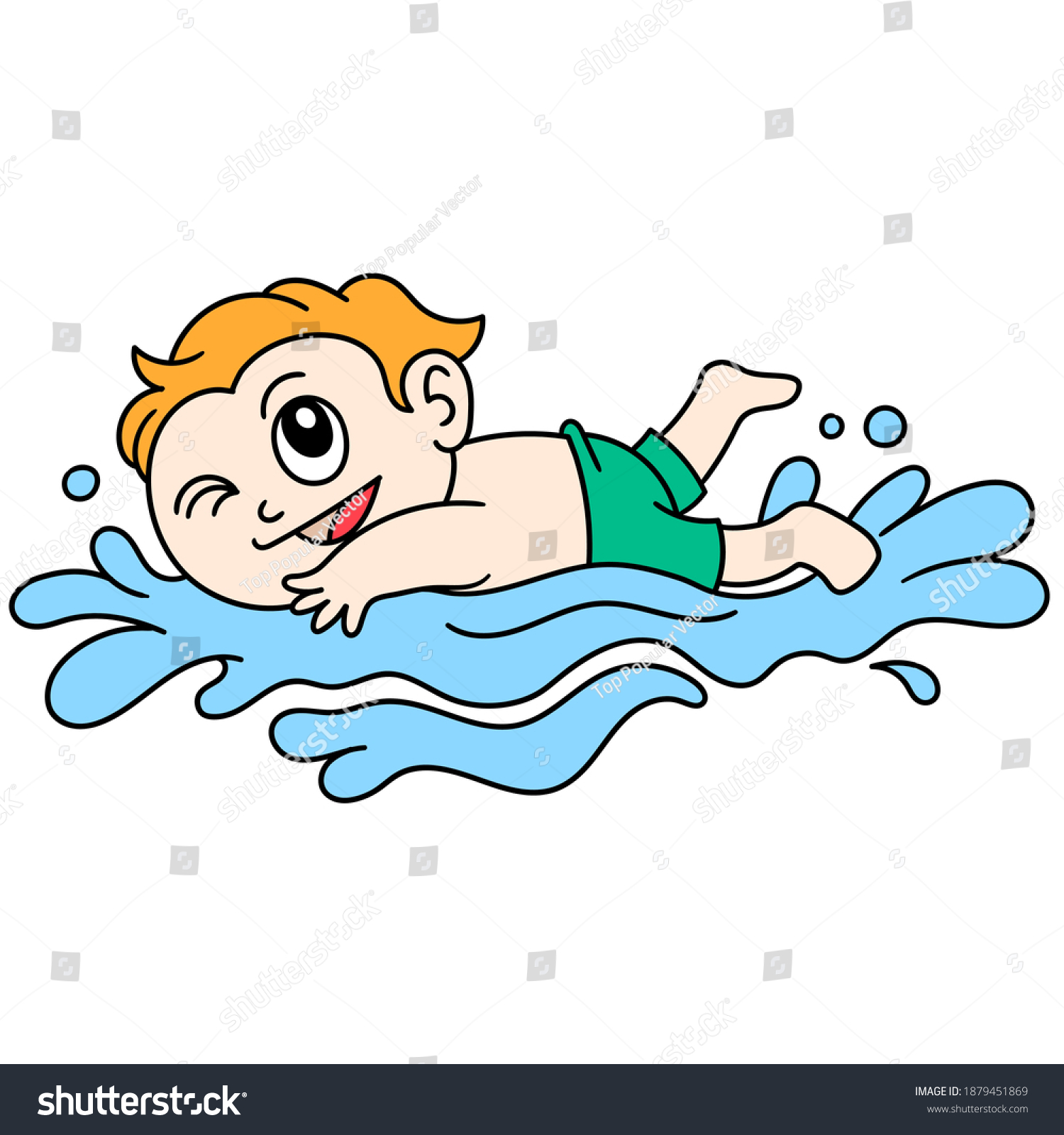 Boy Swimming Doodle Icon Image Cartoon Stock Vector (Royalty Free ...