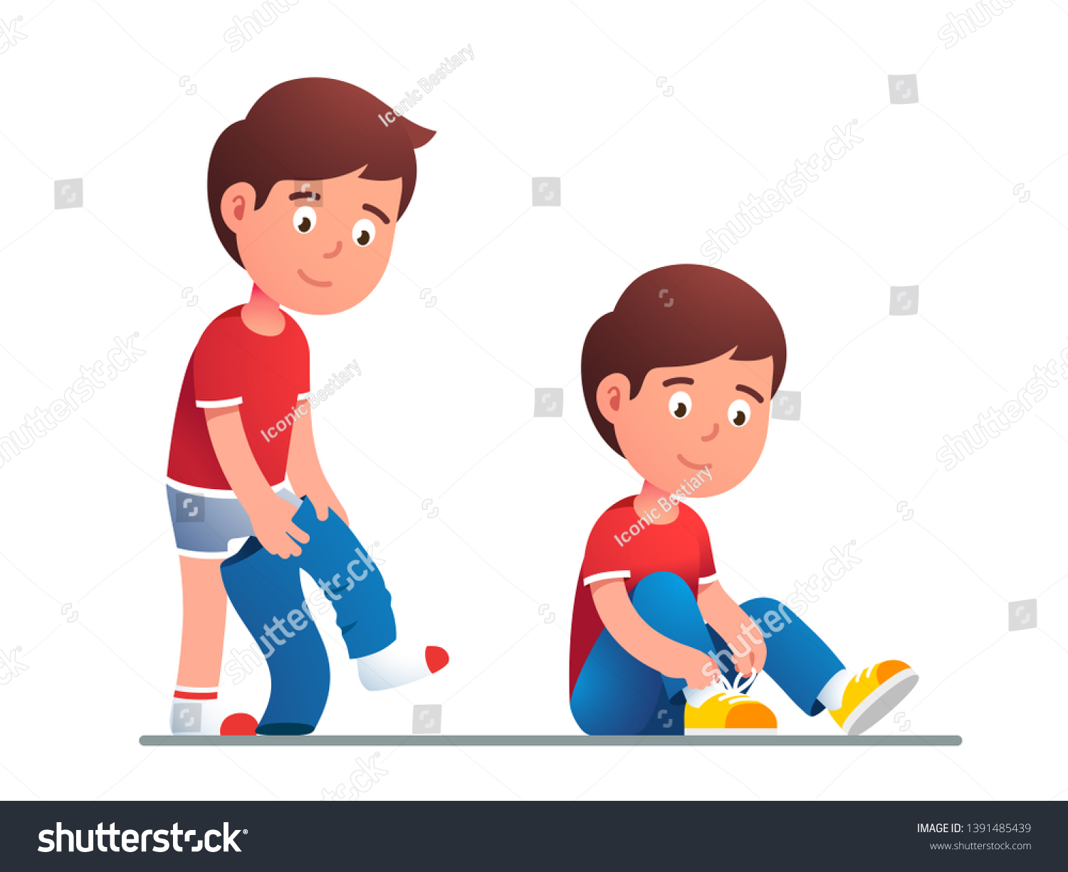 Boy Kid Dressing Changing Pants Child Stock Vector (Royalty Free ...