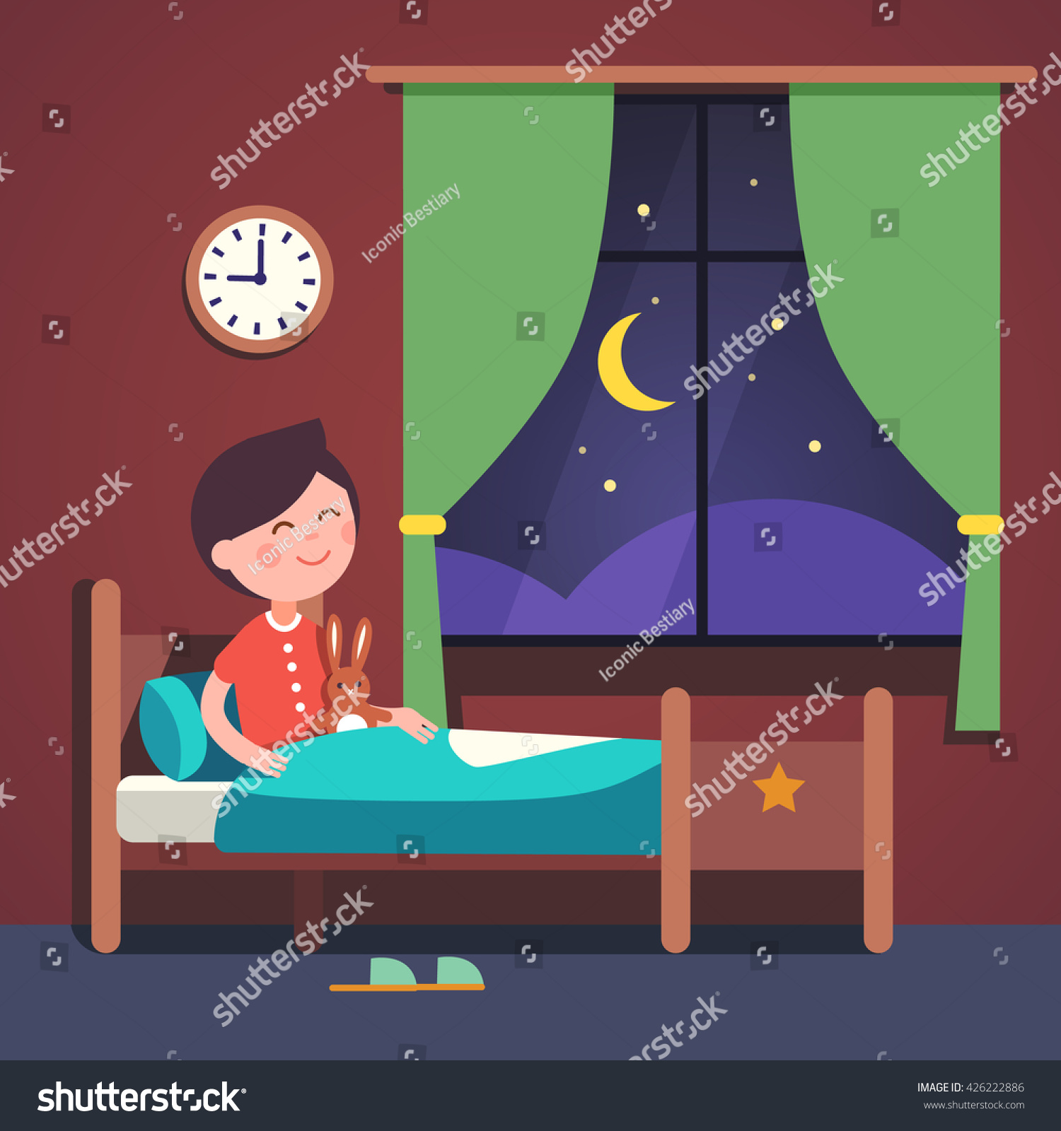 Boy Kid Preparing Sleep Bedtime His Stock Vector Royalty Free