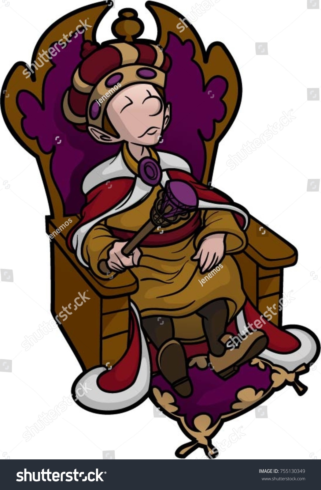 Boy King On Throne vector de stock (libre de regalías) 755130349