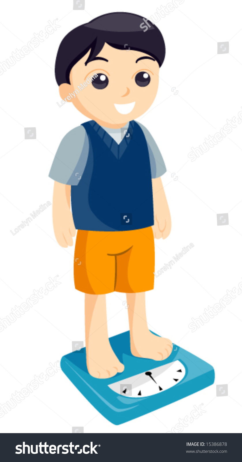 Boy Measuring Weight - Vector - 15386878 : Shutterstock