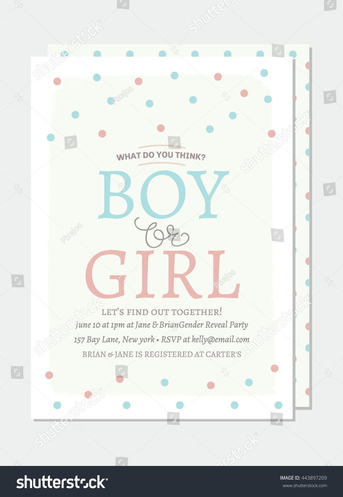 Boy Girl Baby Shower Invitation Confetti Stock Vector Royalty Free