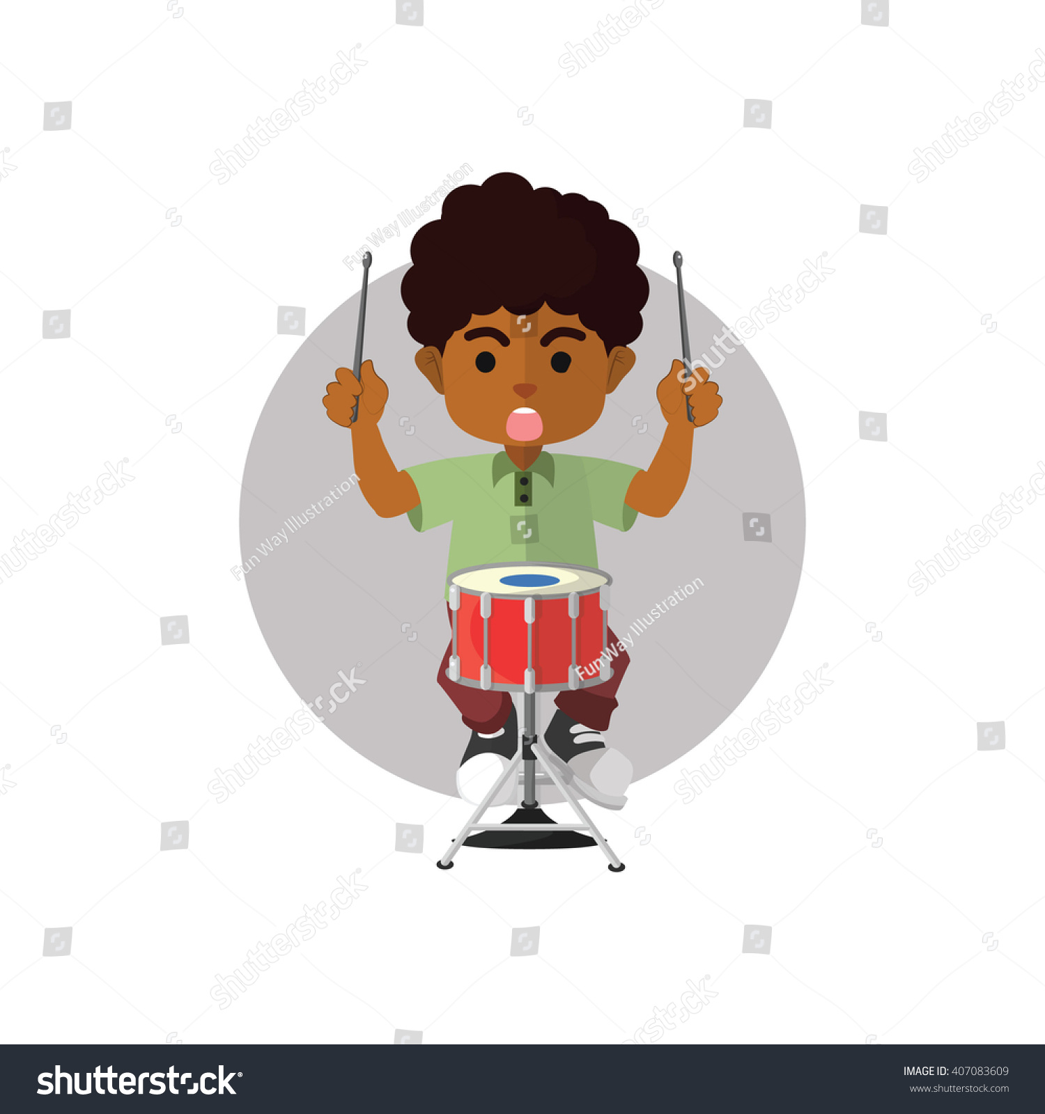 Boy Playing Drum Stock Vector 407083609 : Shutterstock