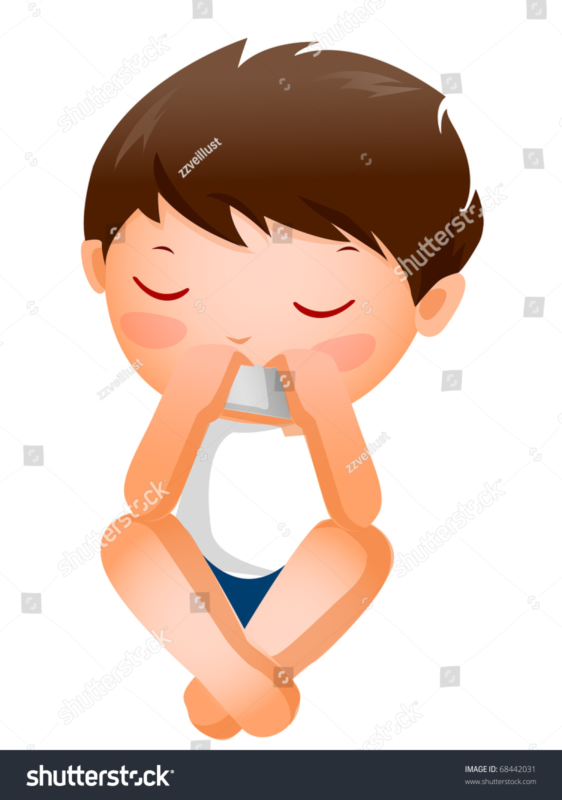 Boy Playing Harmonica Stock Vector Illustration 68442031 : Shutterstock