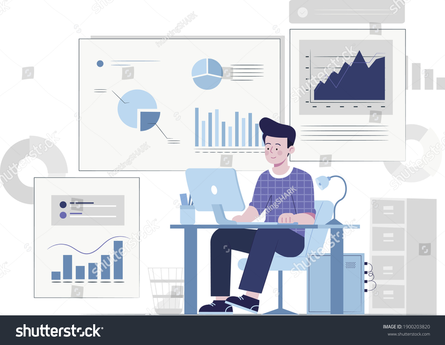 Boy Preparing Work Progress Report On Stock Vector (Royalty Free ...