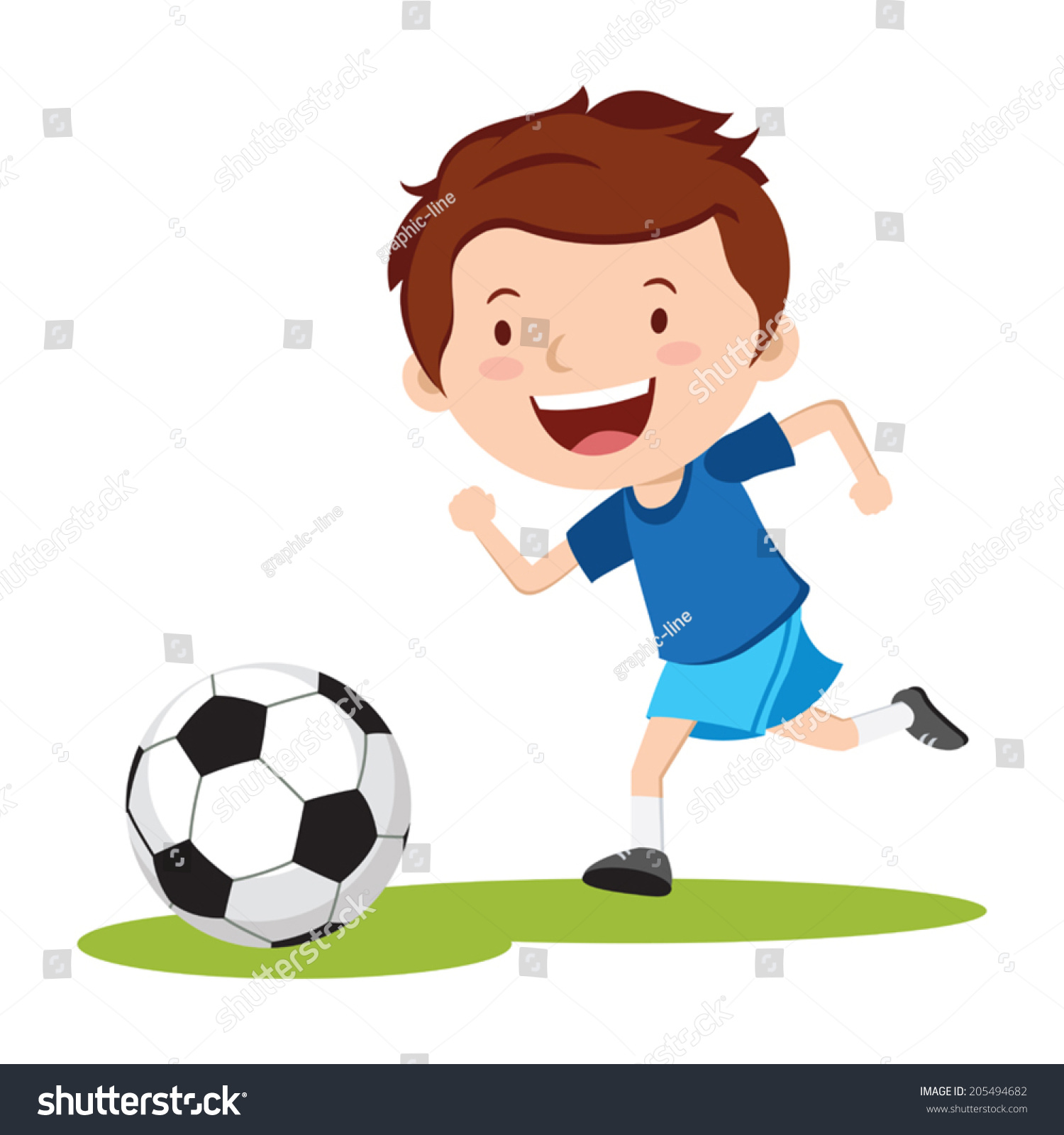 Boy Running After Soccer Ball Soccer Stock Vector 205494682 - Shutterstock