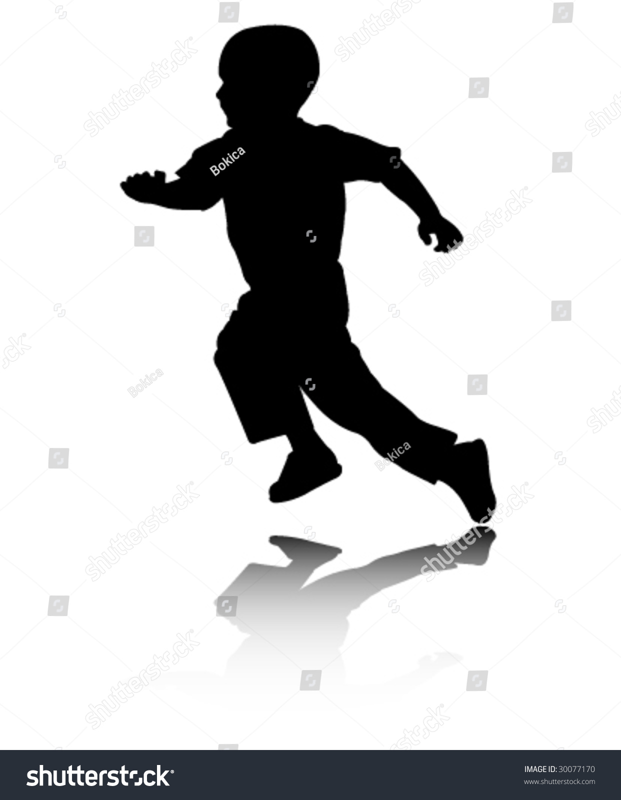 Boy Running Silhouette - Vector - 30077170 : Shutterstock