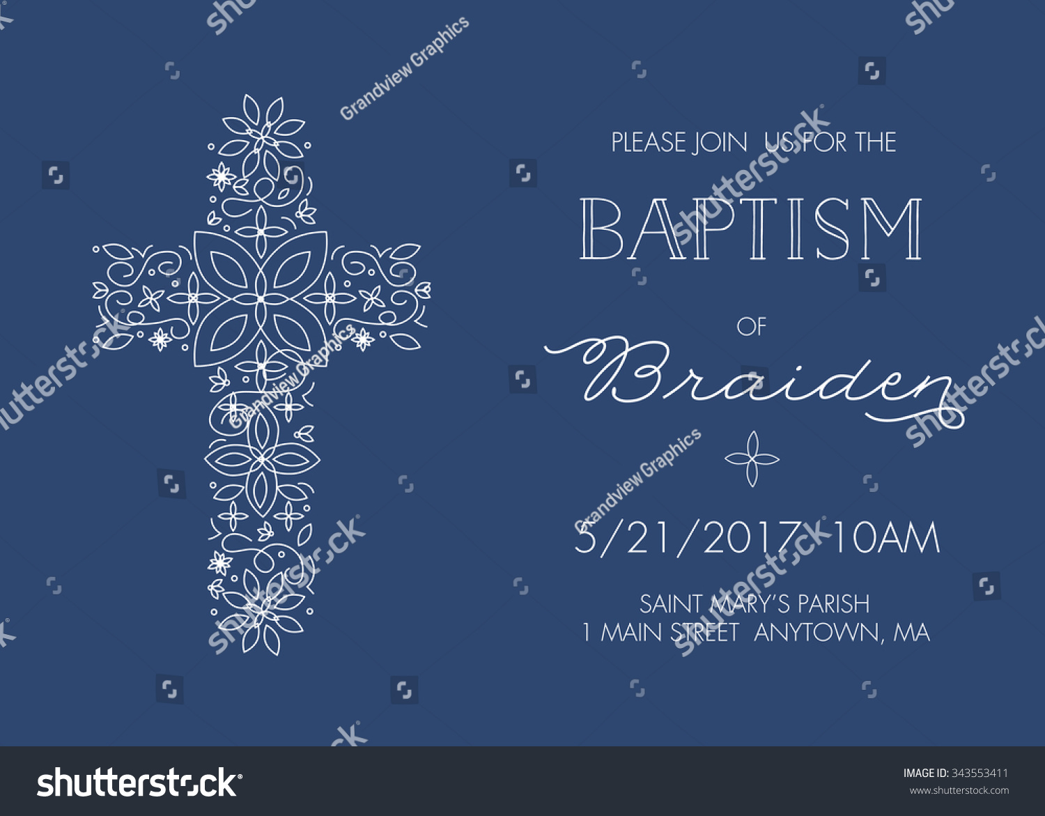 boys baptism christening communion confirmation invite stock vector