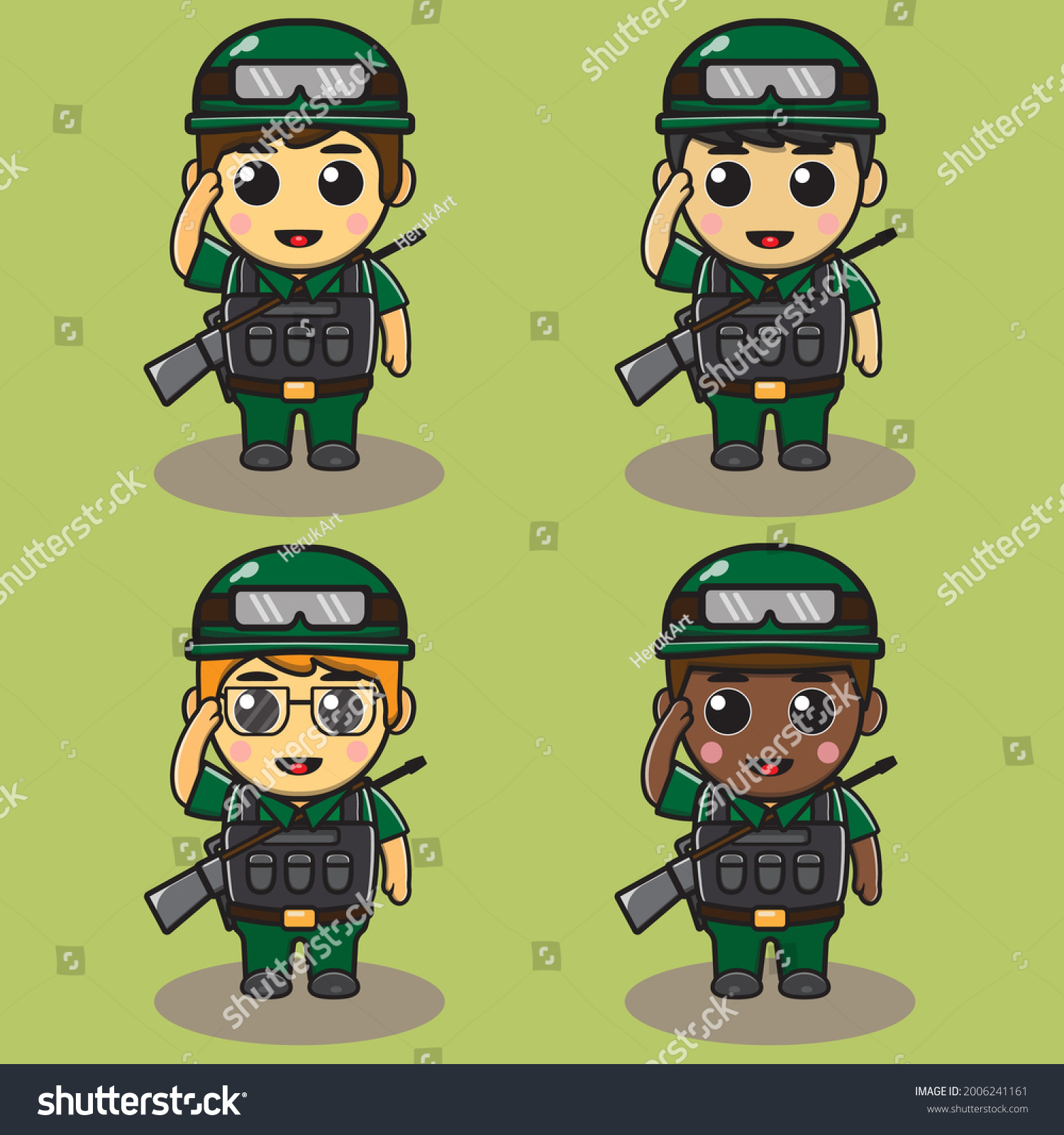 Boy Soldier Character Saluting Adorable Kids Stock Vector (Royalty Free ...