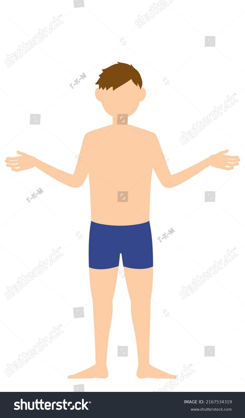 Boy Student Swimsuitgesture Open Arms Stock Vector (Royalty Free ...