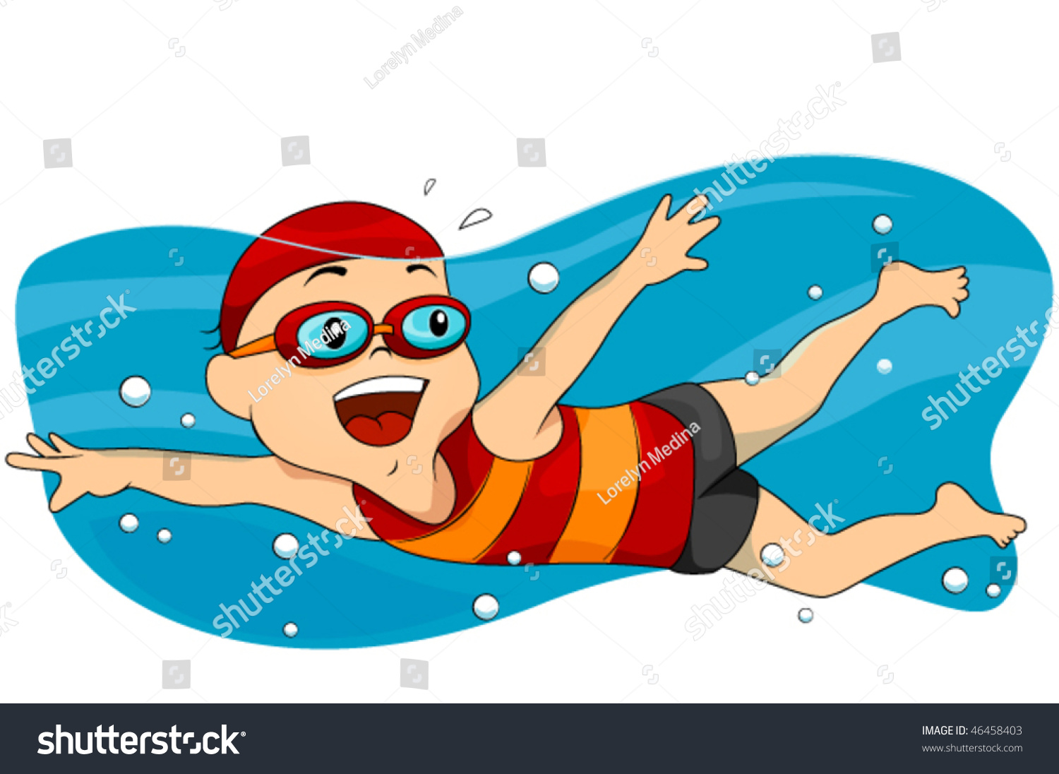 Boy Swimming Vector Stock Vector 46458403 - Shutterstock