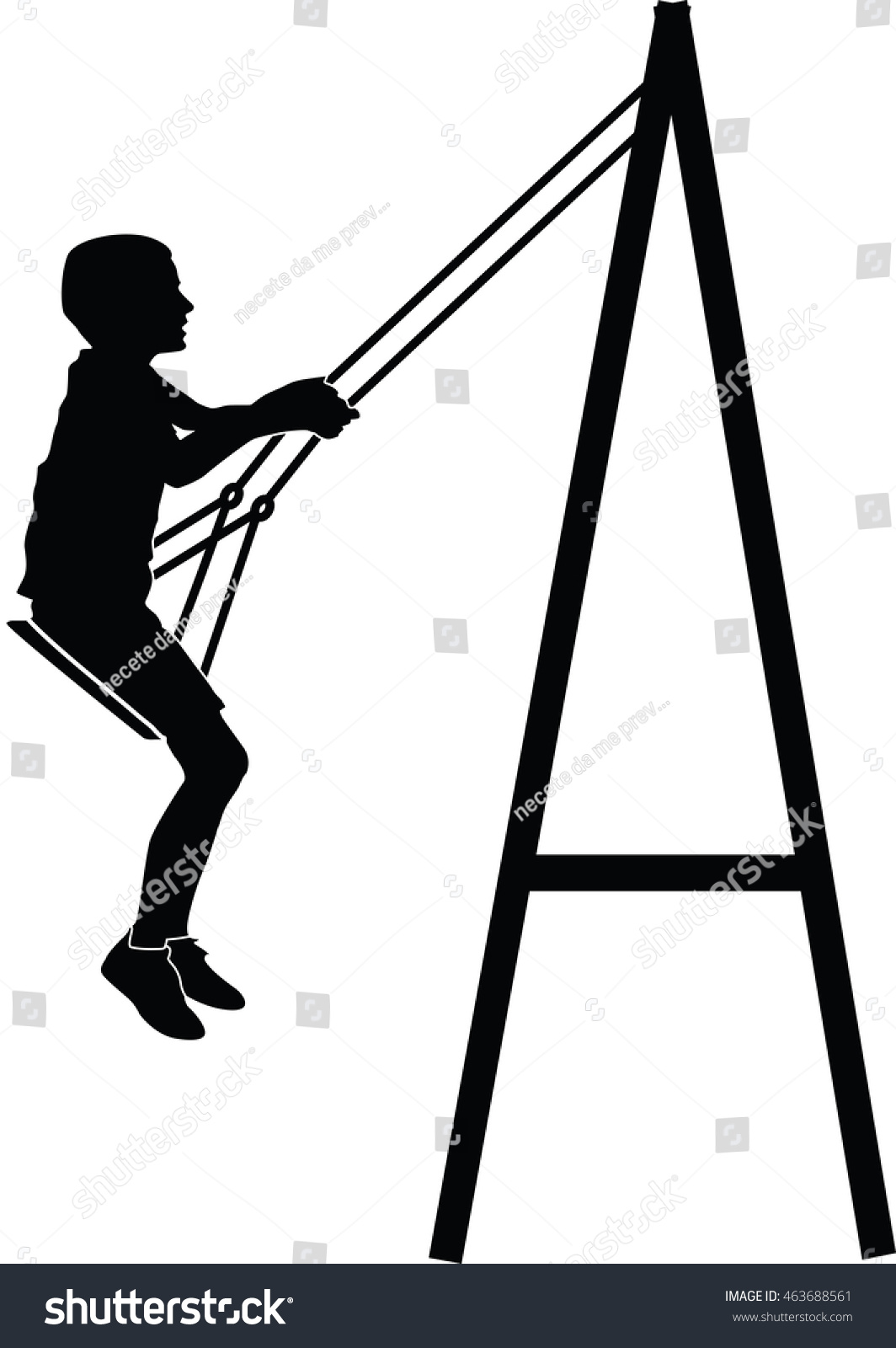 Boy Swinging On Swing Vector Silhouette Stock Vector 463688561