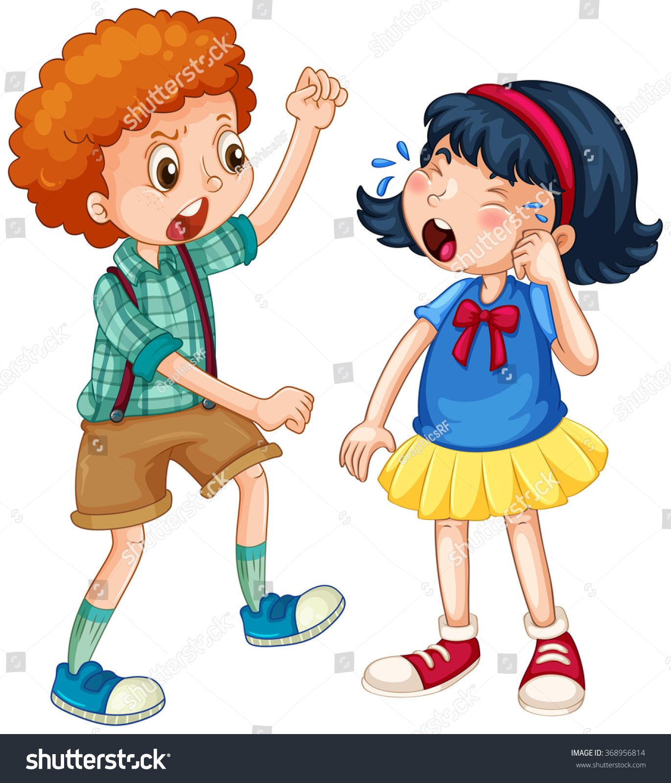 Boy Teasing Little Girl Illustration Stock Vector -4479