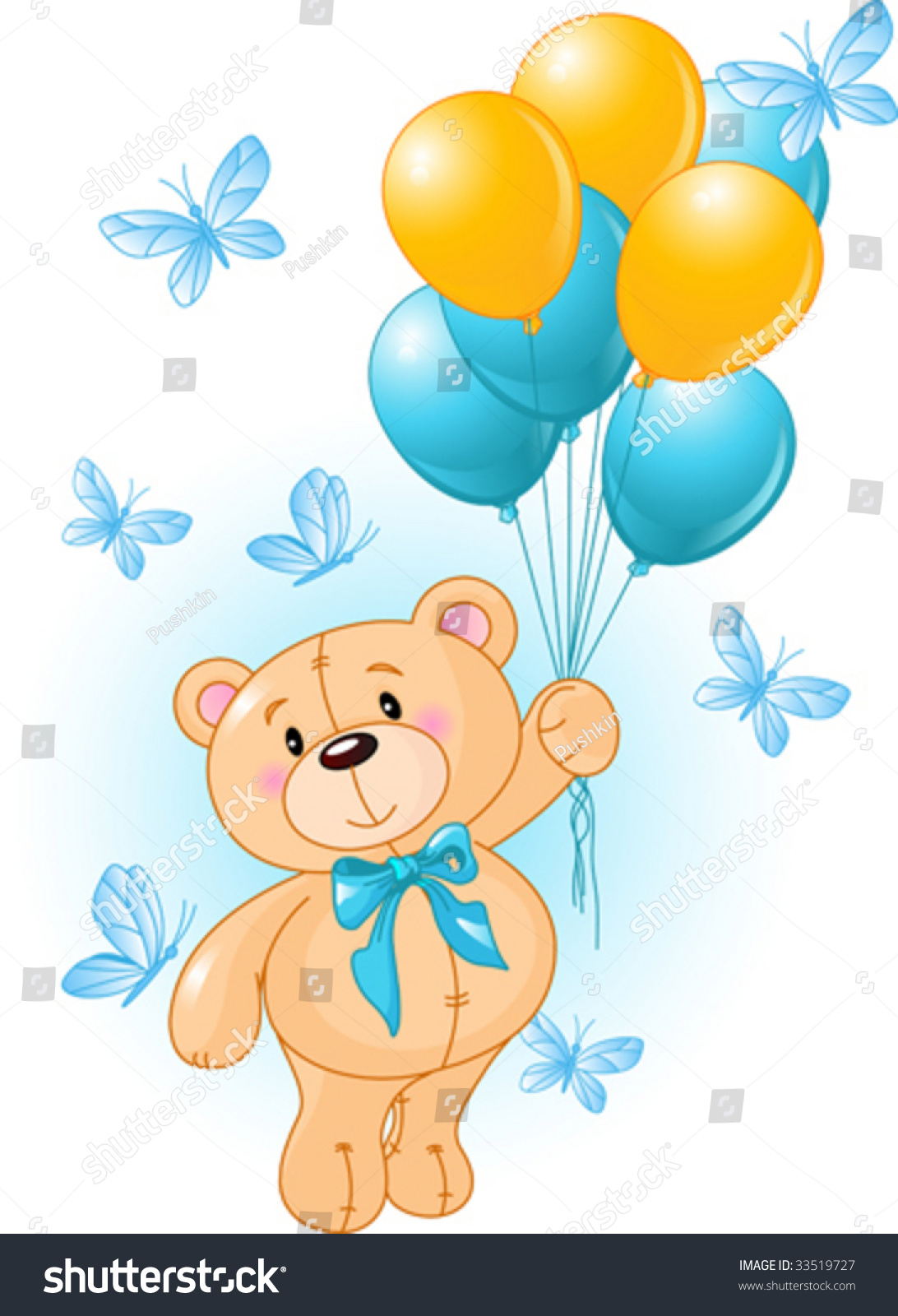 teddy bear hanging from balloons