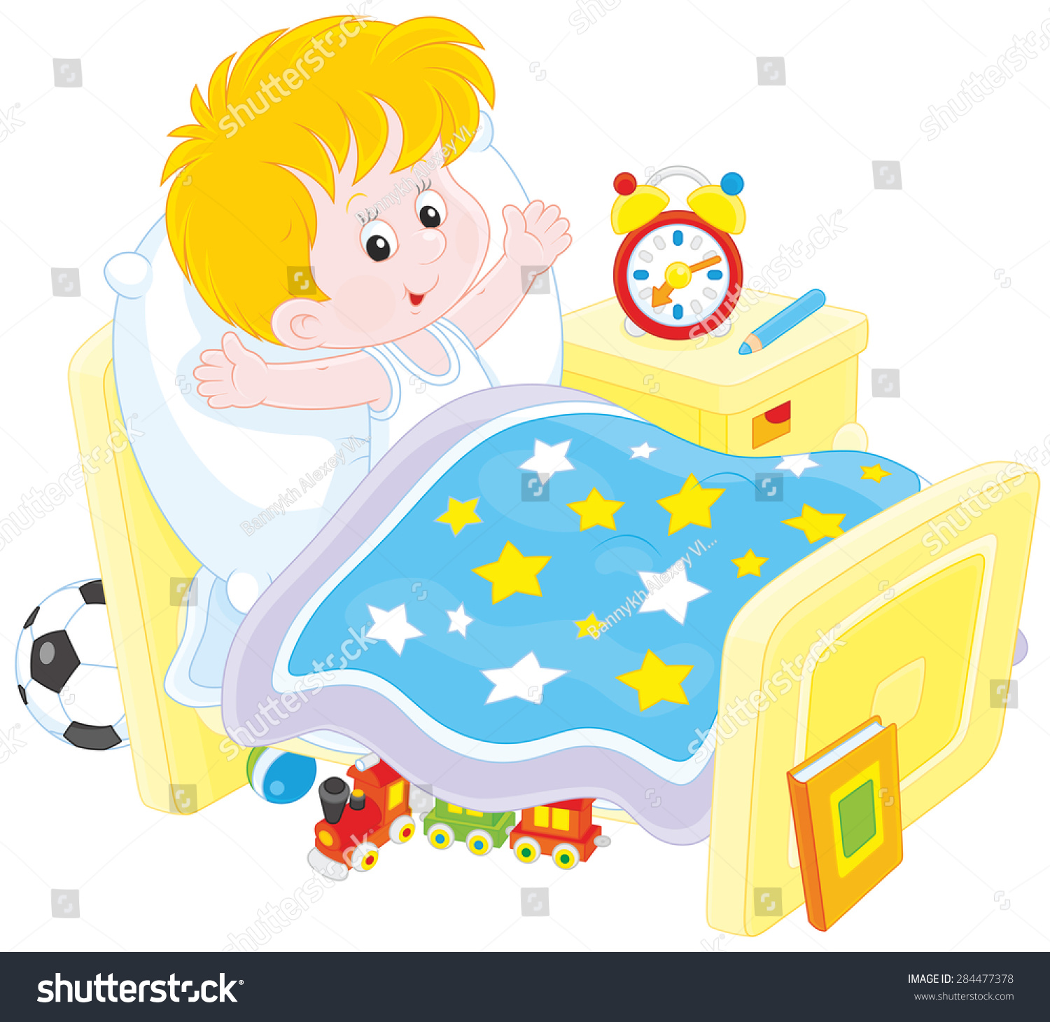 Boy Waking Stock Vector 284477378 - Shutterstock