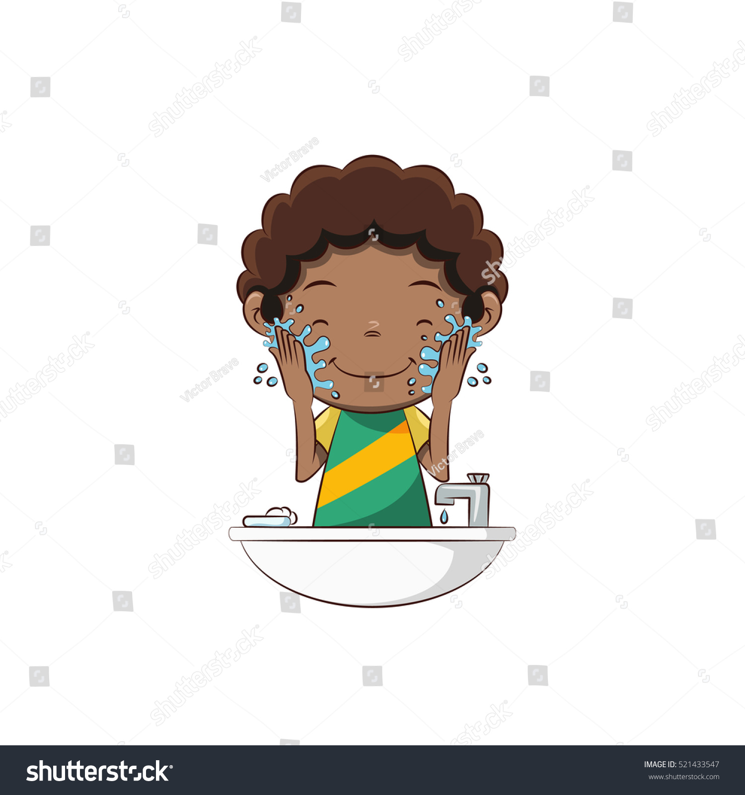 Boy Washing Face Stock Vector 521433547 : Shutterstock