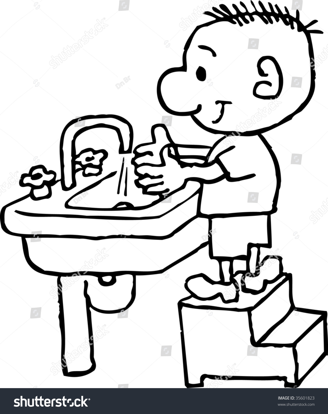 Boy Washing Hands Stock Vector 35601823 : Shutterstock