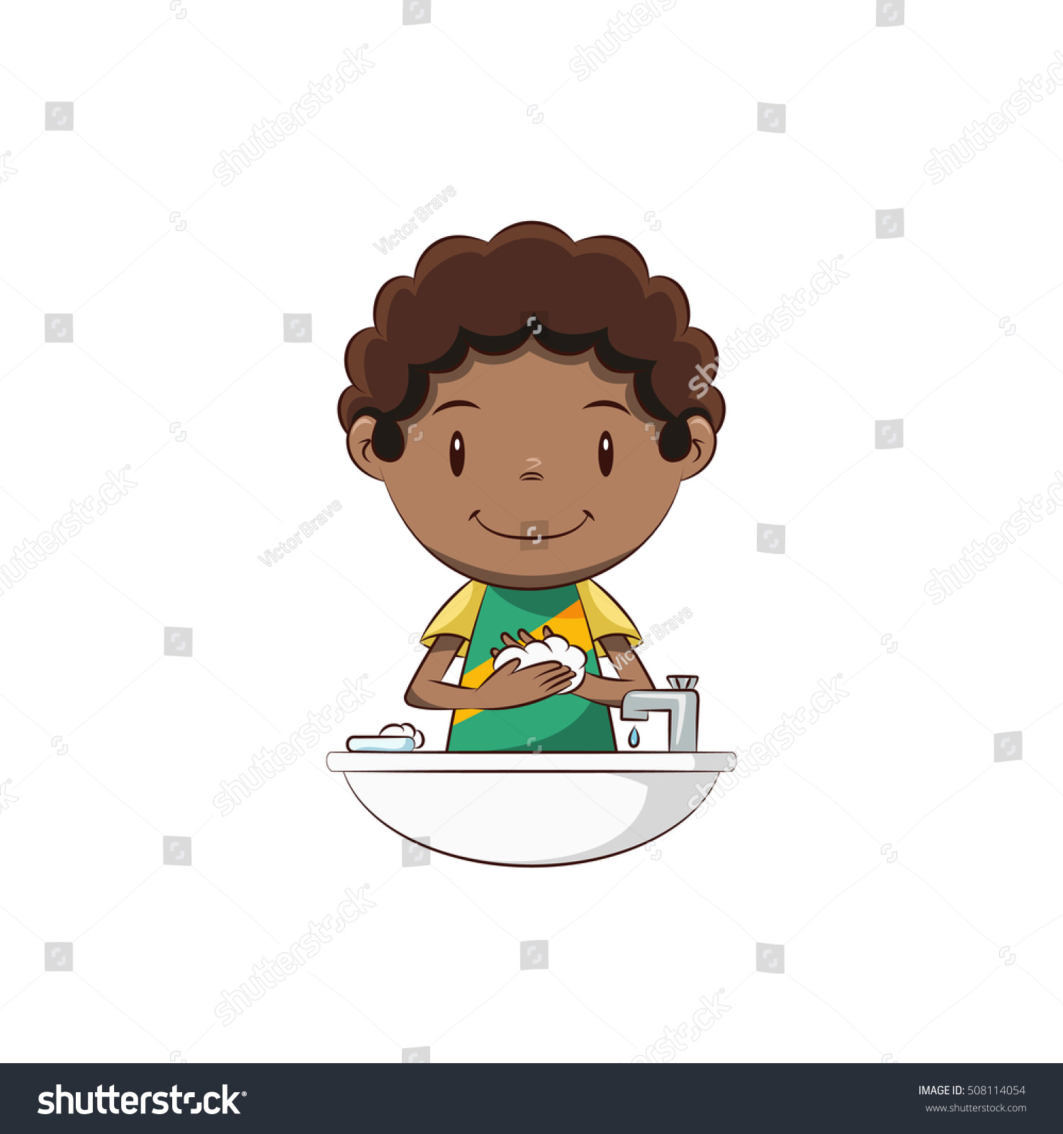 Boy Washing Hands Stock Vector (Royalty Free) 508114054