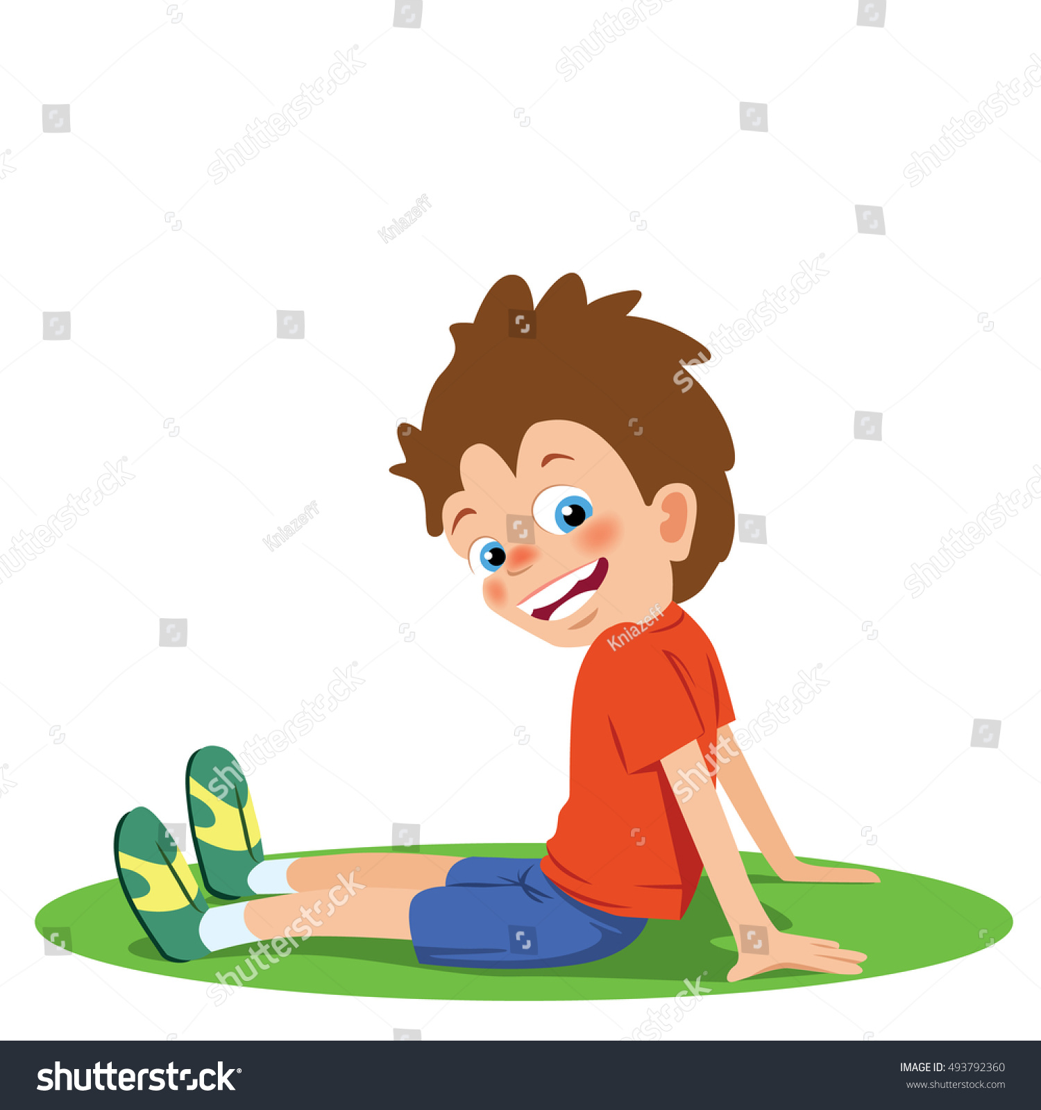 Boy Who Apparently Tired Frolic Sat Stock Vector 493792360 - Shutterstock