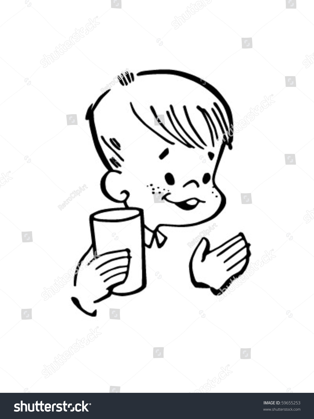 Boy With Cup - Retro Clip Art Stock Vector Illustration 59655253 ...