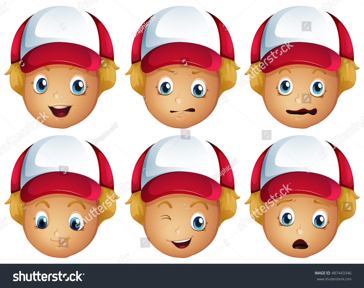 Boy Different Facial Expressions Illustration Stock Vector Royalty Free 487443346 5964