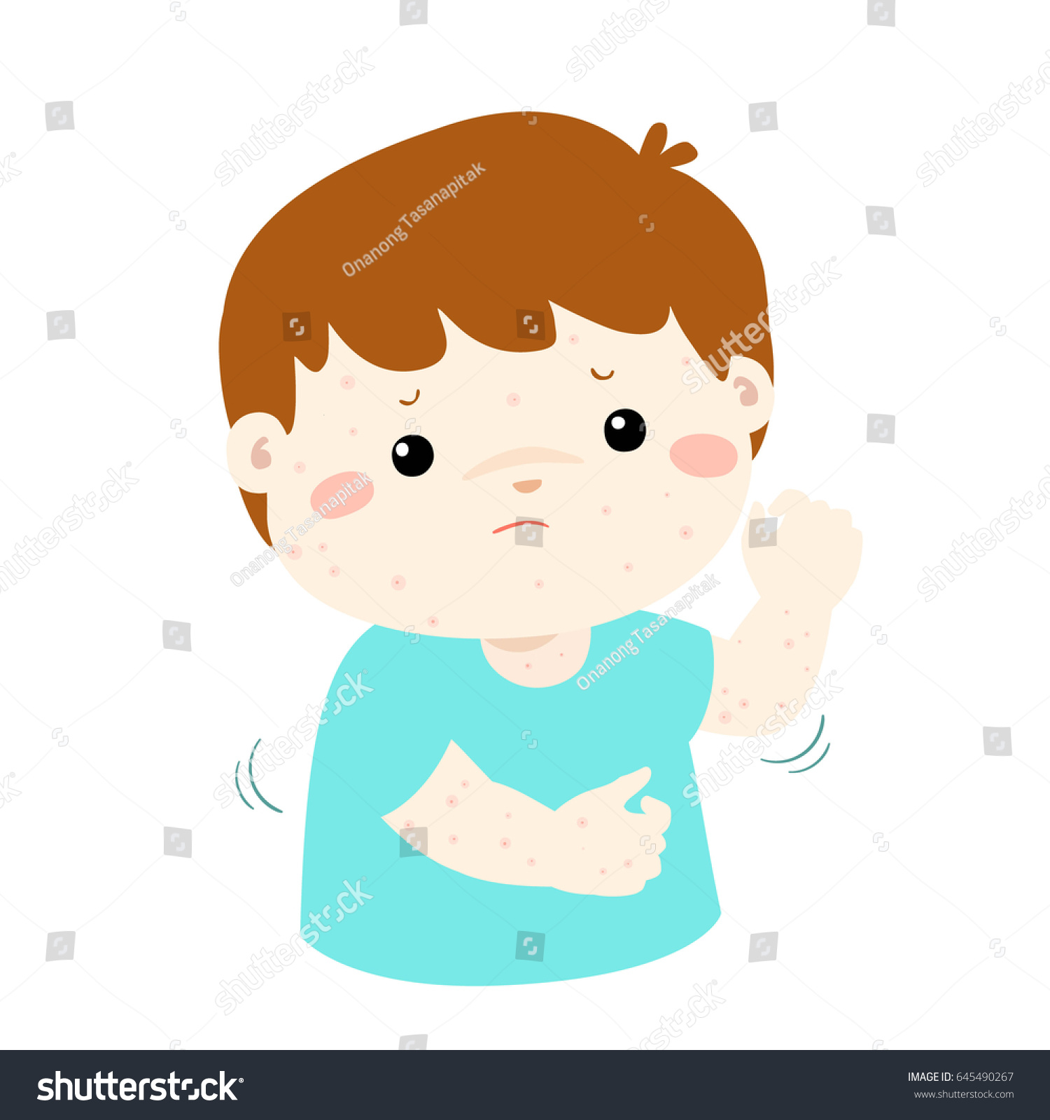 Boy Health Problem Allergy Rash Itching Stock Vector (Royalty Free ...