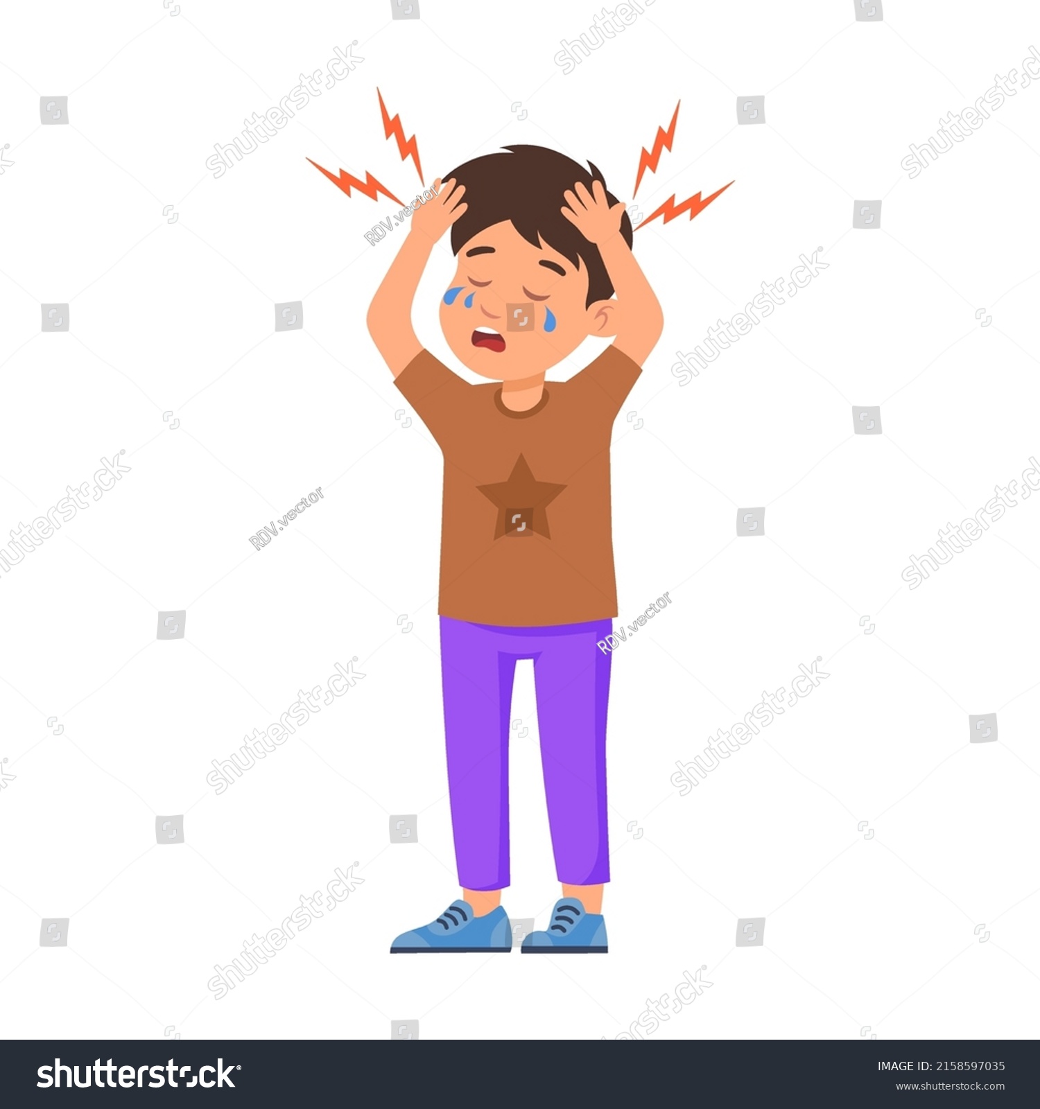 Boy Severe Headache Cute Children Medical Stock Vector (Royalty Free ...