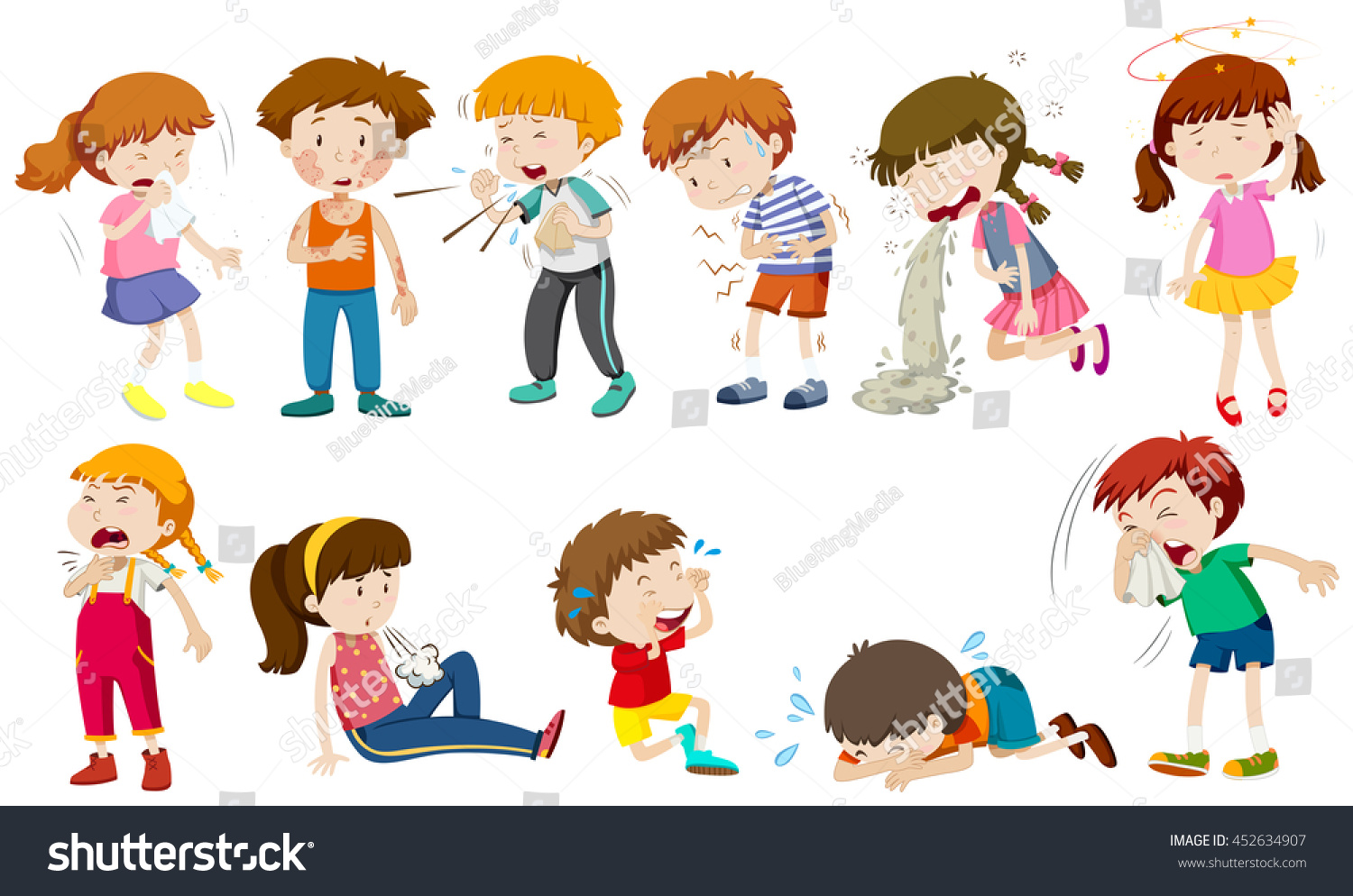 Boys And Girls Being Sick Illustration - 452634907 : Shutterstock