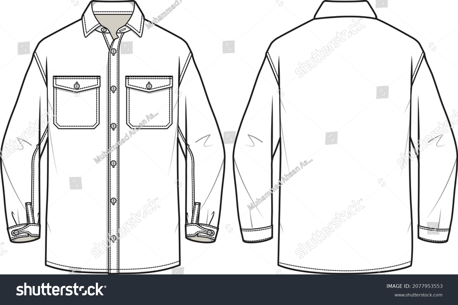 Boys Men Wear Denim Shirt Pocket Stock Vector (Royalty Free) 2077953553 ...