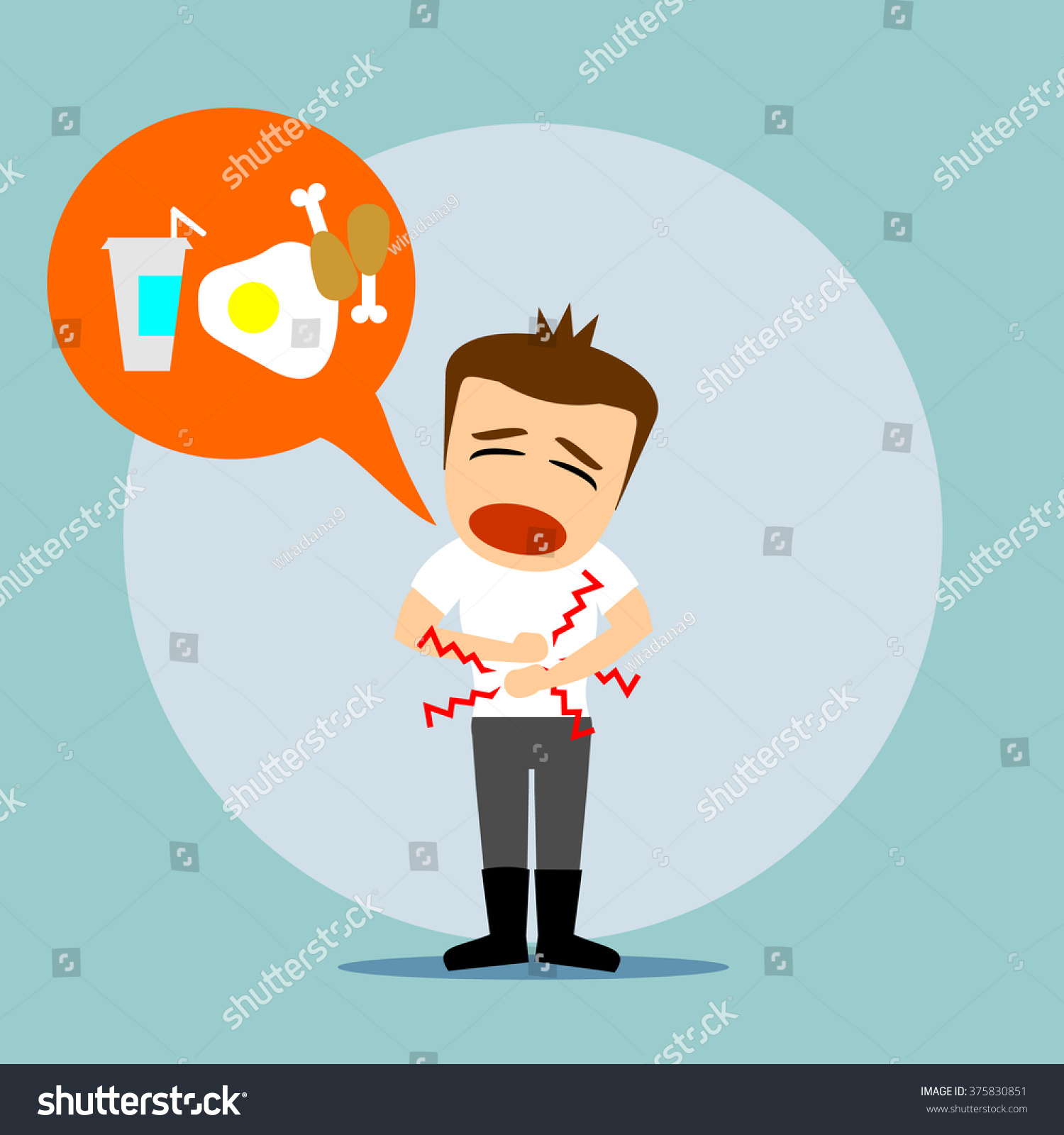 Boys Cartoon Character Feel Hungry Stock Vector Royalty Free 375830851