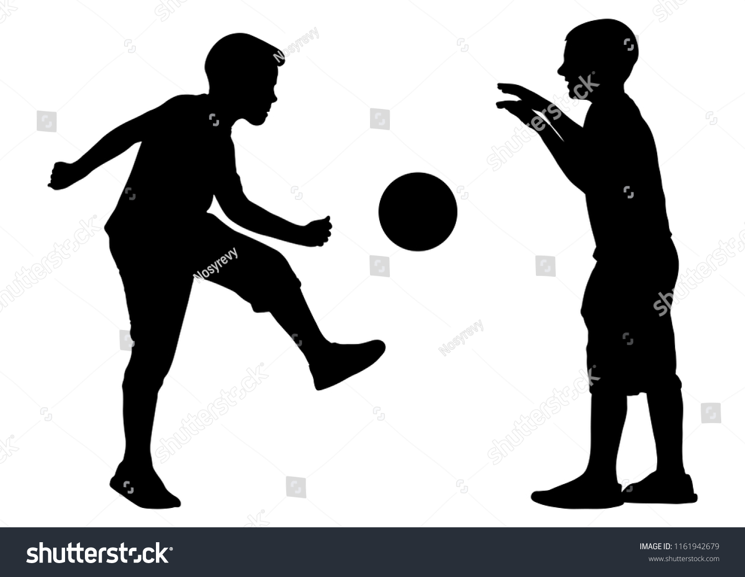 Boys Play Ball Football Silhouette Vector Stock Vector (Royalty Free ...