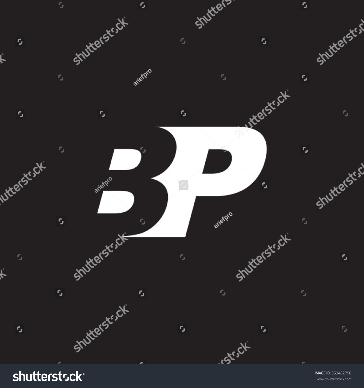 Bp Negative Space Letter Logo Black Stock Vector (Royalty Free) 353482790