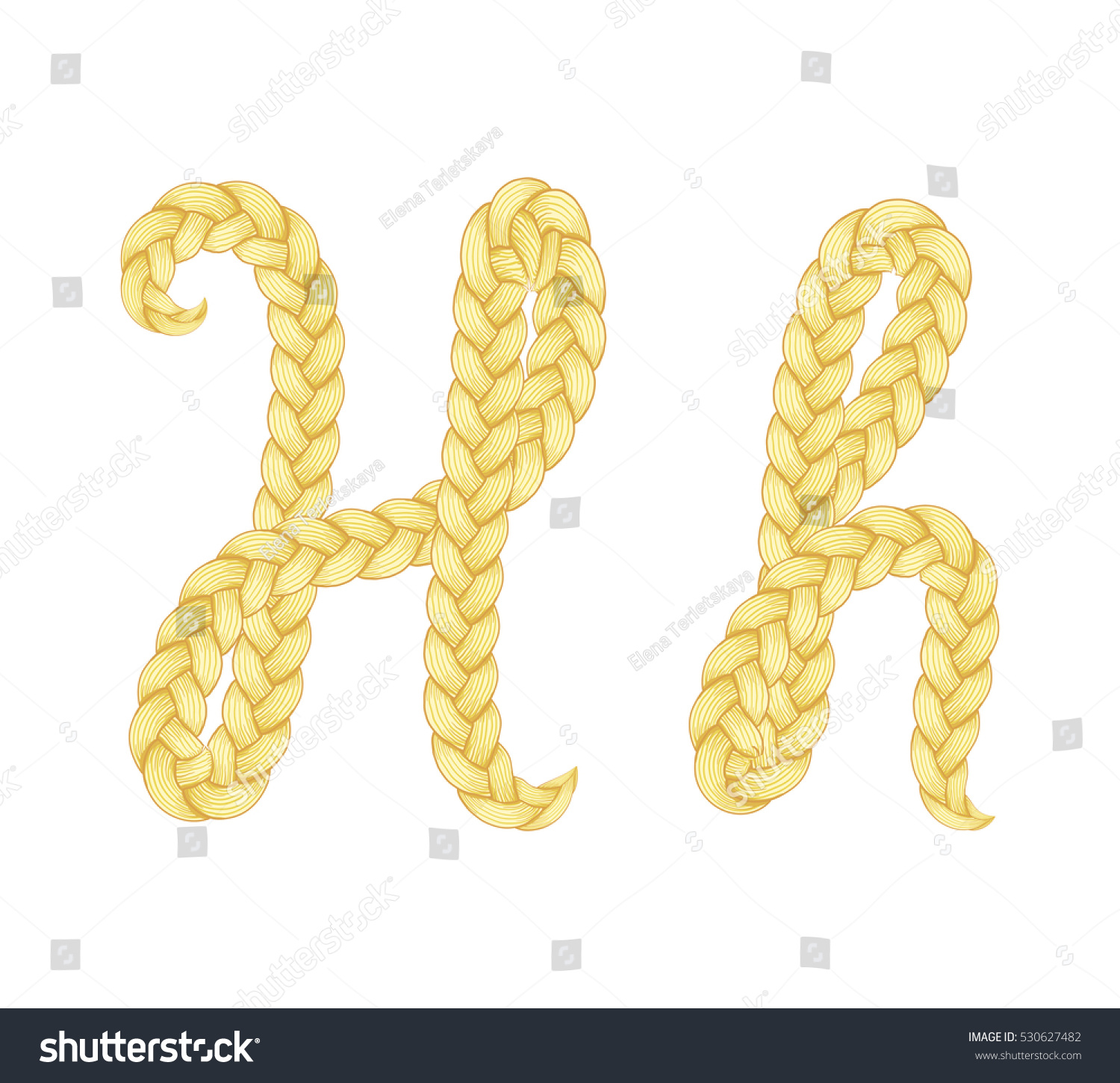 Braids Font Alphabet Made Hairstyle Plaits: Vector De Stock (libre De ...