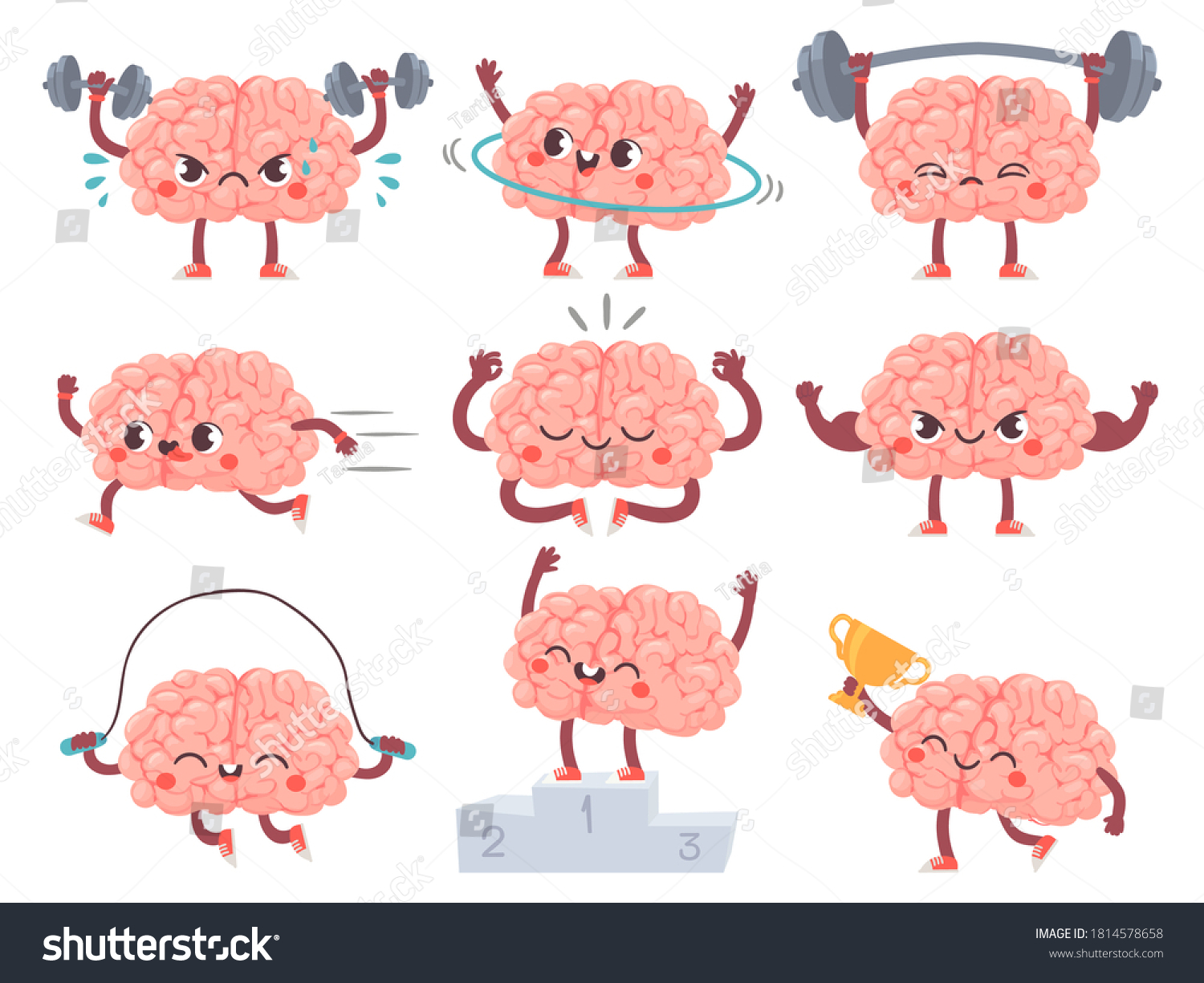 Brain Sport Comic Brains Sports Activities Stock Vector (Royalty Free ...