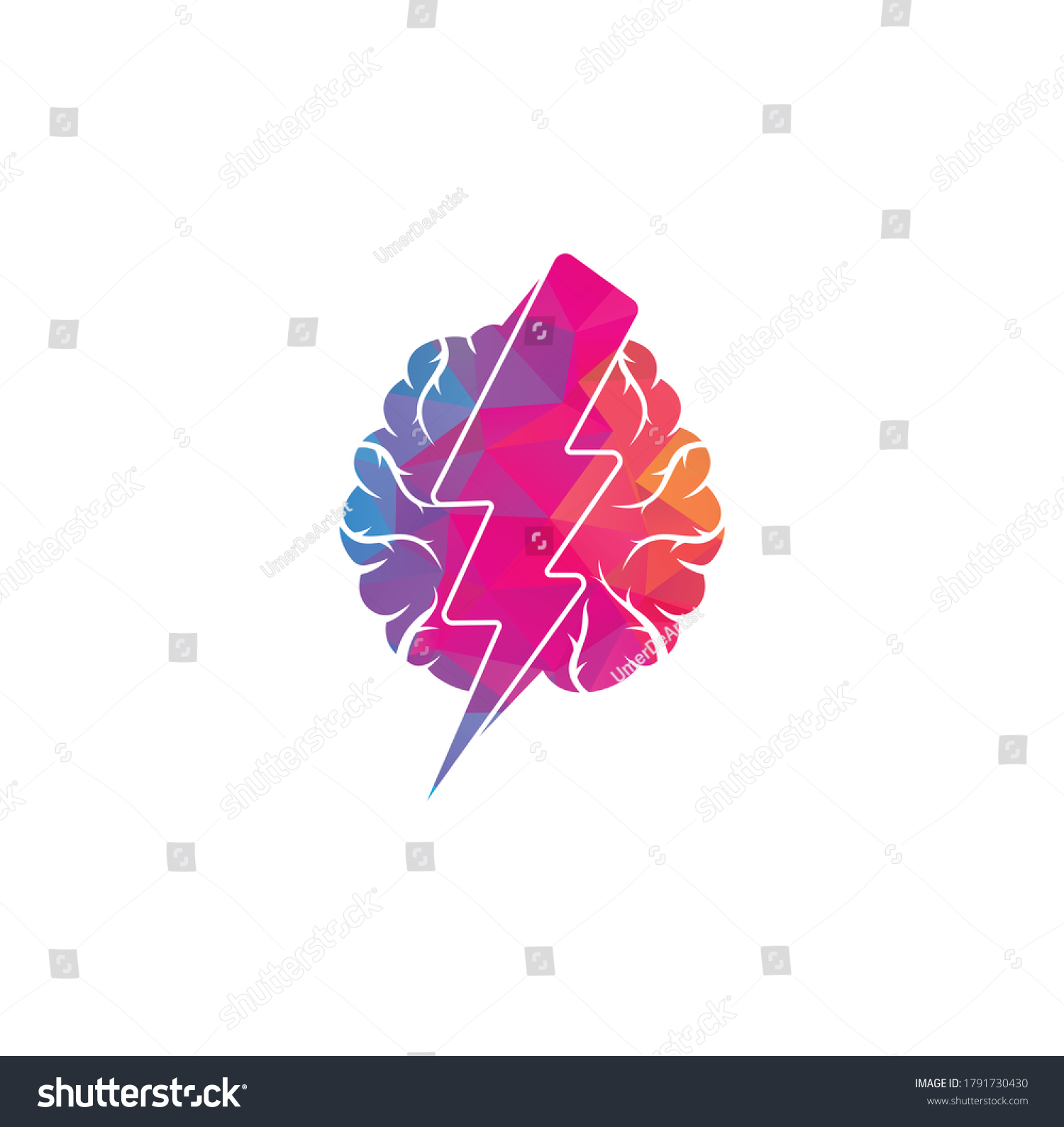 Brain Thunder Logo Power Brain Logo Stock Vector (Royalty Free ...