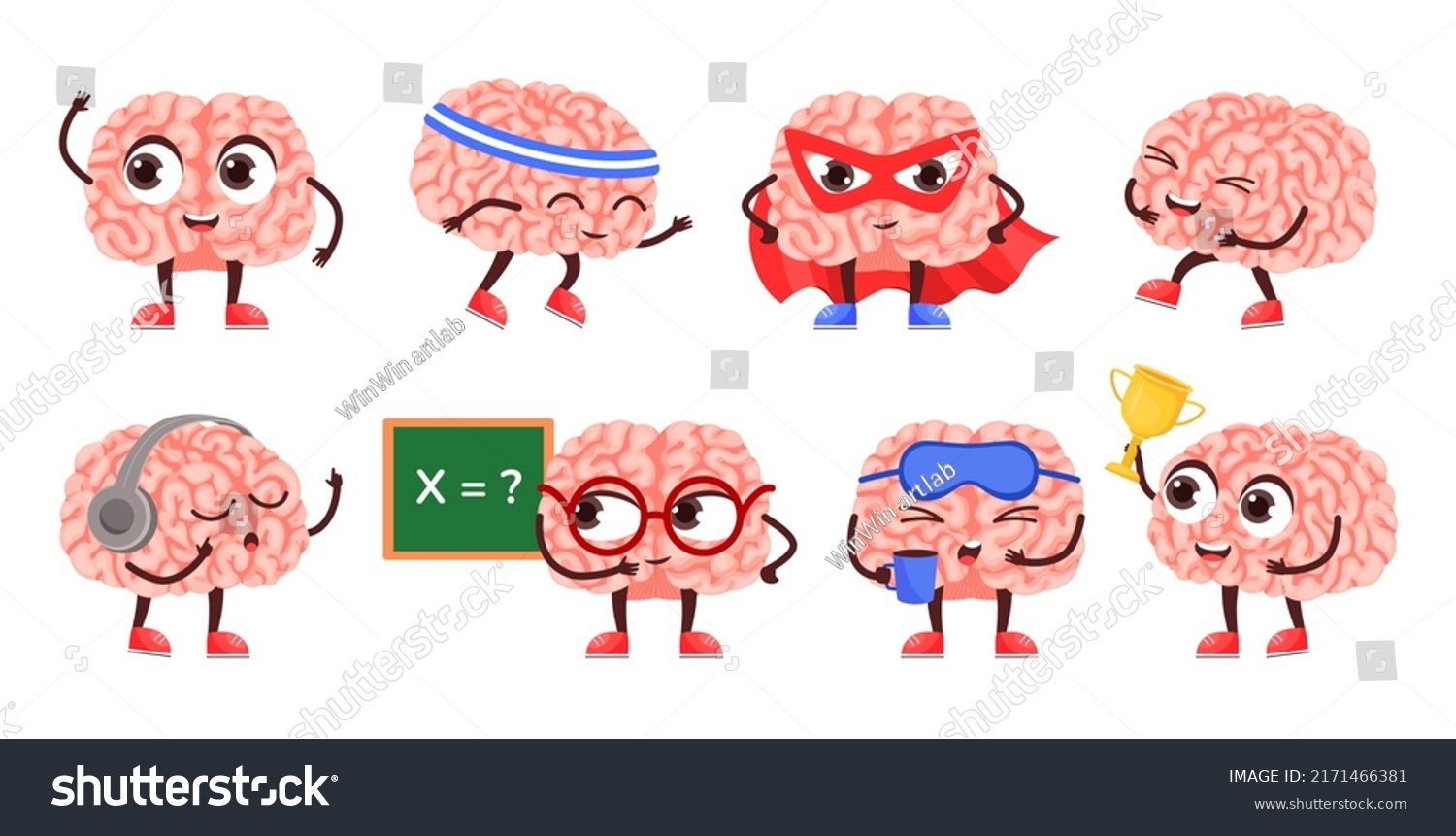 Brain Character Happy Smart Mascot Super Stock Vector Royalty Free Brain Character Happy Smart Mascot Super Stock Vector Royalty Free
