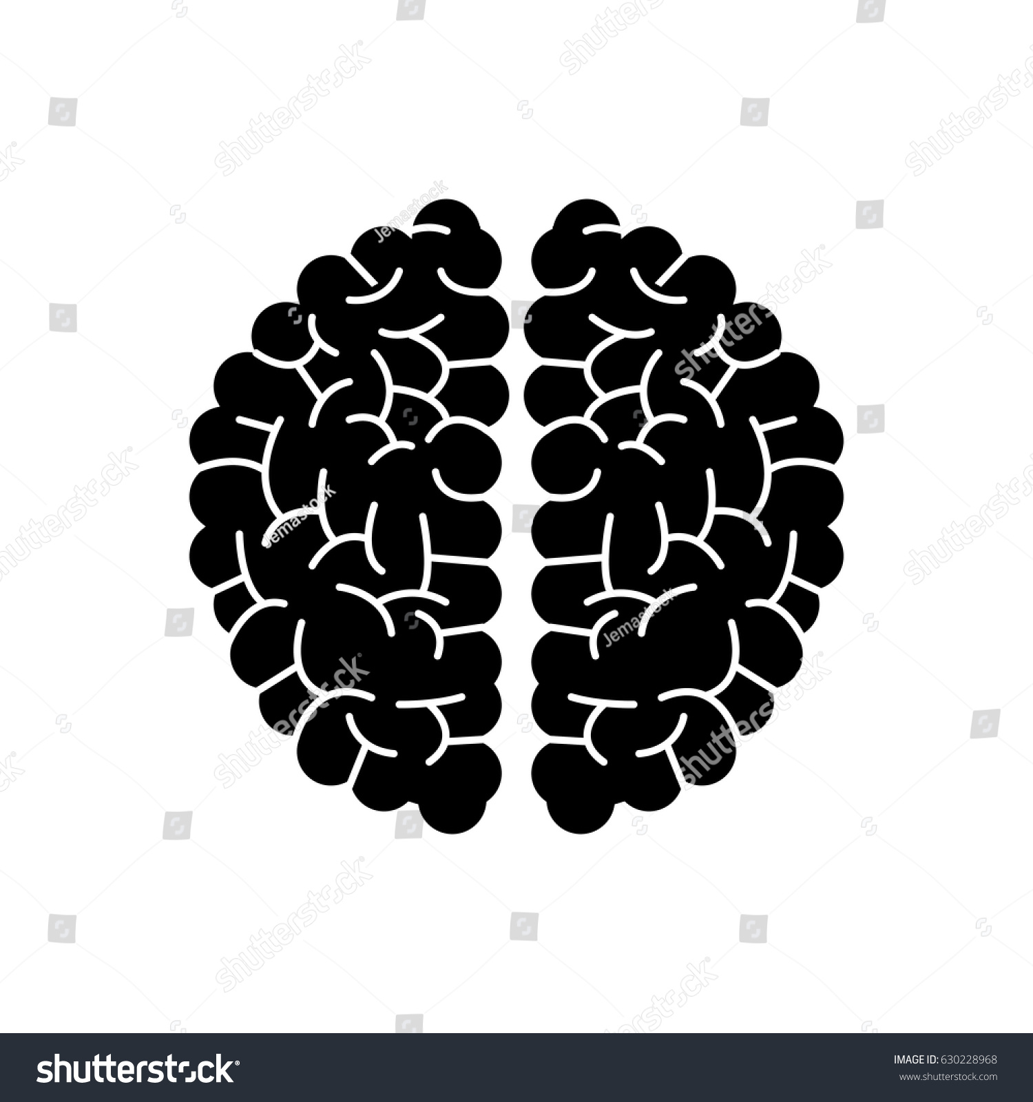 Brain Human Hemispheres Think Knowledge Silhouette Stock Vector ...