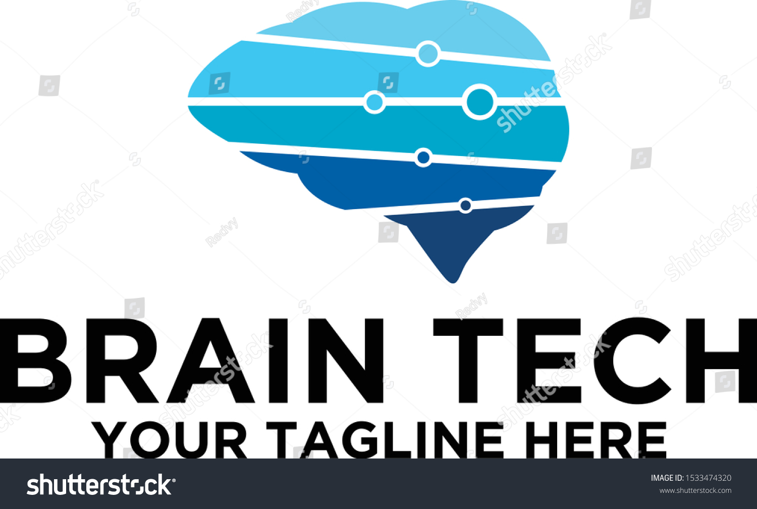 Brain Technology Blue Logo Template Stock Vector (Royalty Free ...