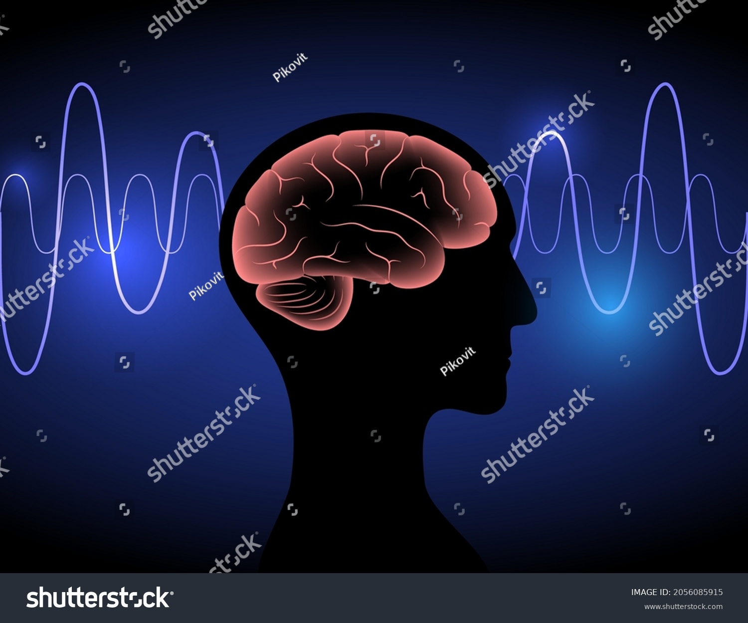 SVG of Brain wave on abstract background. Neural network concept. Limbic system and human brain anatomy. Digital science technology concept. Cerebral cortex and cerebrum medical poster 3D vector illustration svg