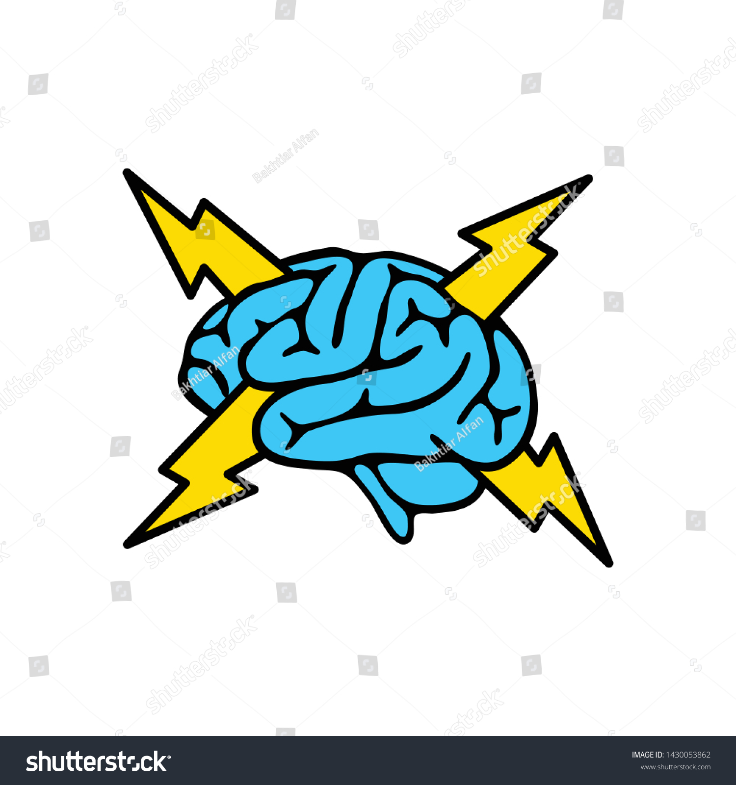 Brain Lightning Bolt Icon Bolt Brain Stock Vector (Royalty Free) 1430053862