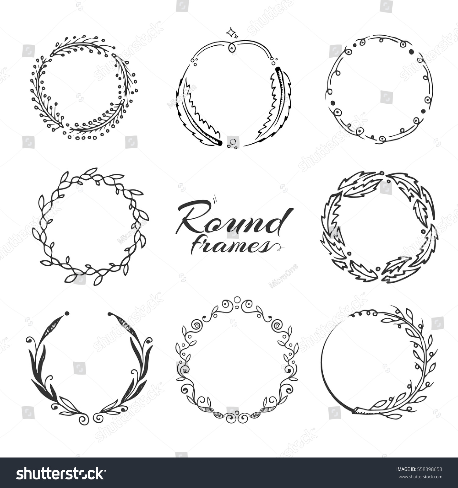 wreath vector circle Circle Wreath Branch Laurel Floral Stock Leaves Vector