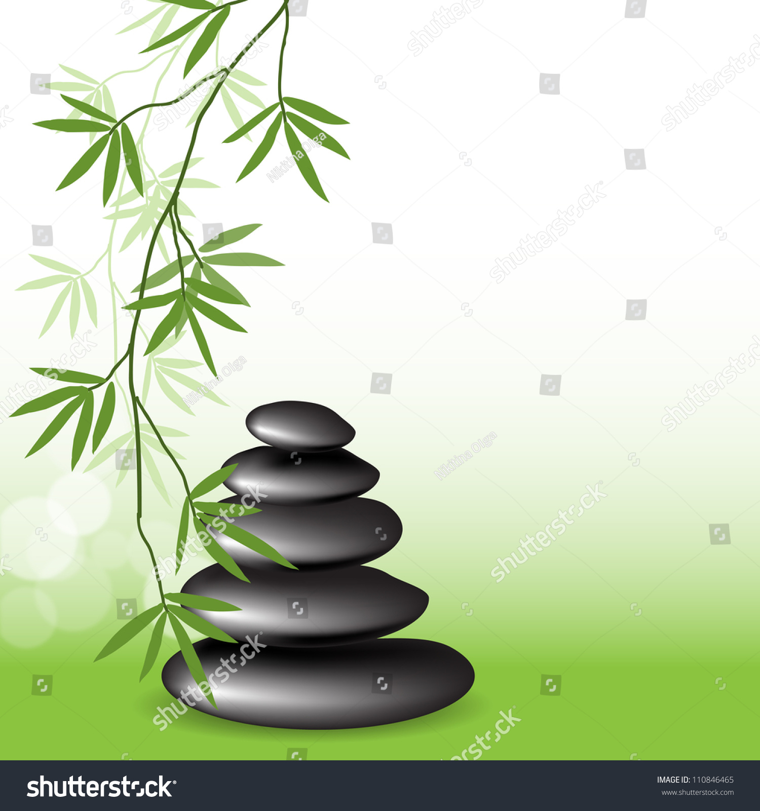 Branches Bamboo Stones Spa Background Design Vector De Stock Libre De Regalías 110846465 