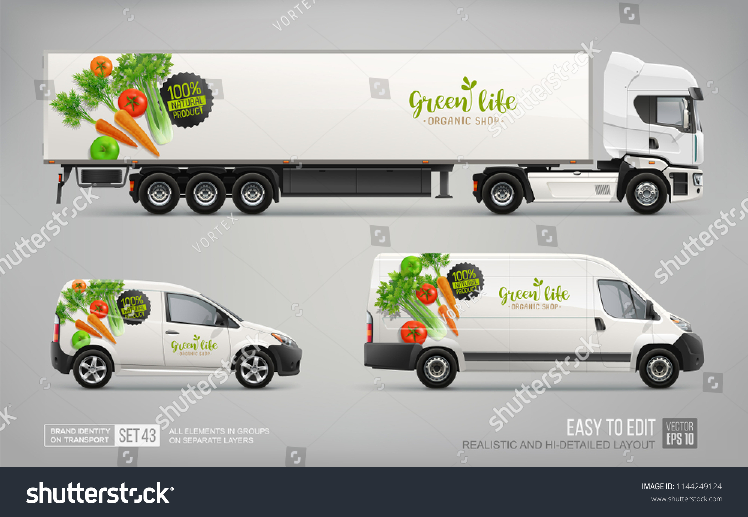 Download Branding Mockup Set Truck Trailer Delivery Stock Vector Royalty Free 1144249124