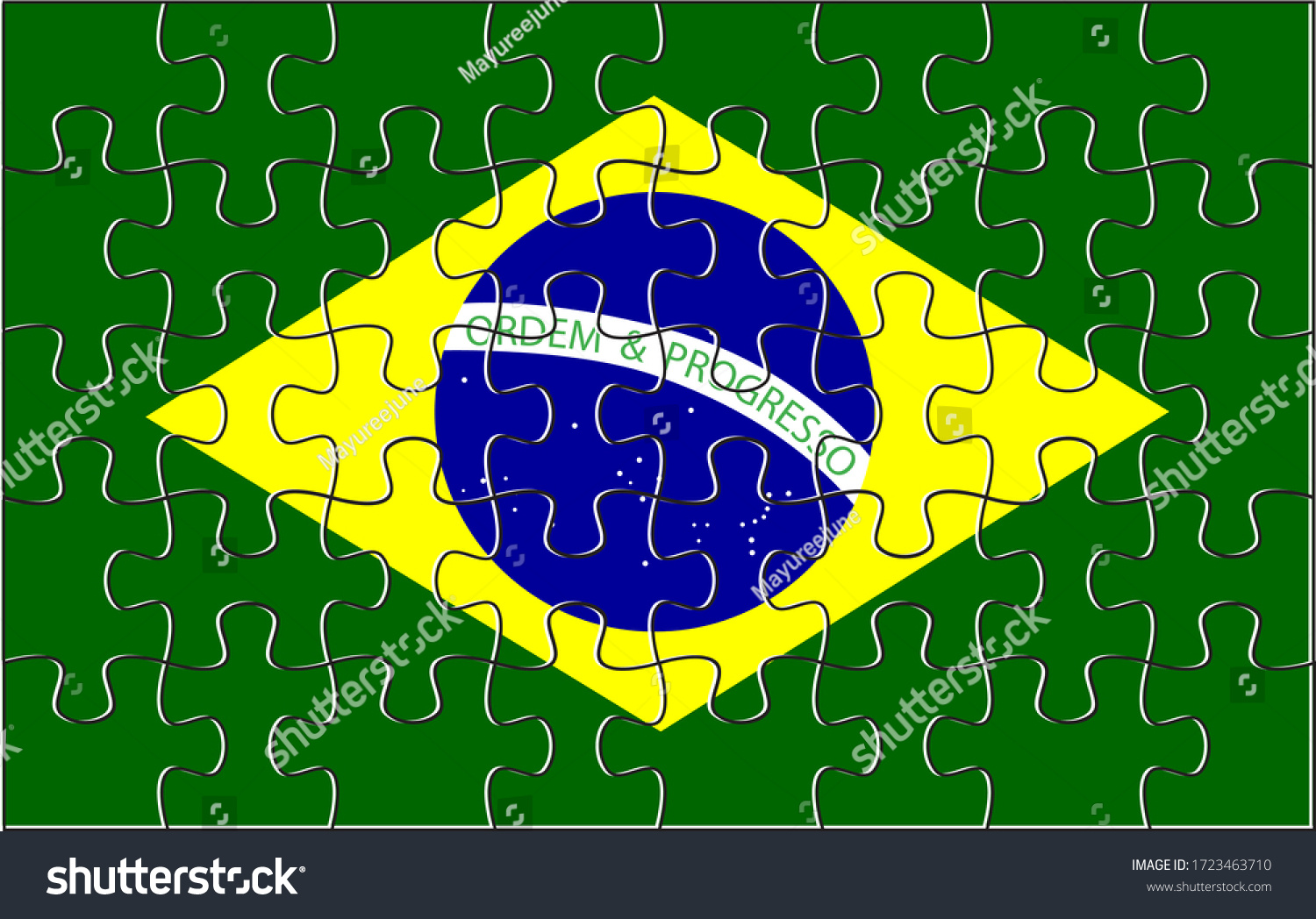 Brazil Flag Jigsaw Puzzle Vector Illustration Stock Vector (Royalty