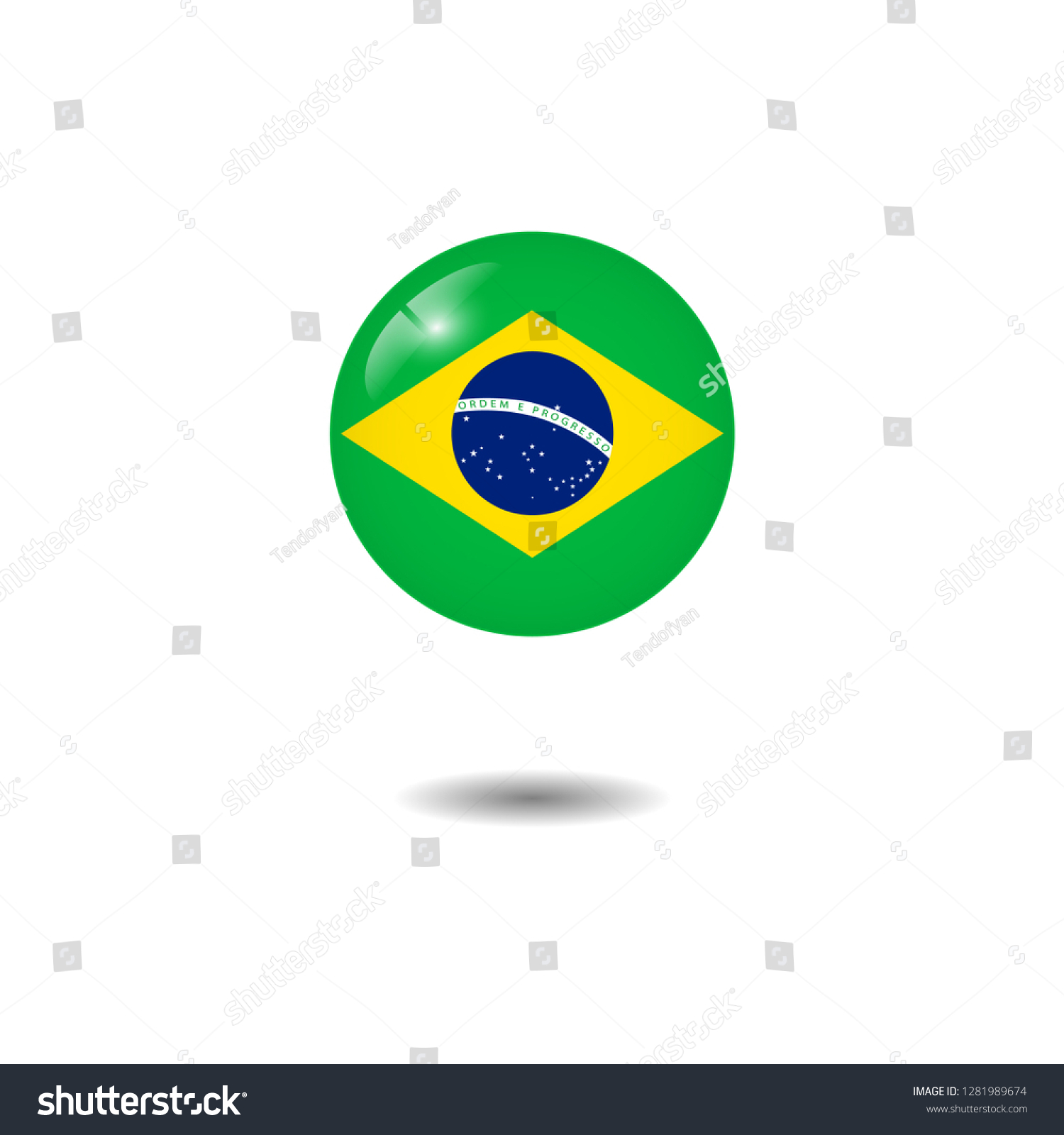 Brazil Flag Round 3d Stock Vector Royalty Free 1281989674